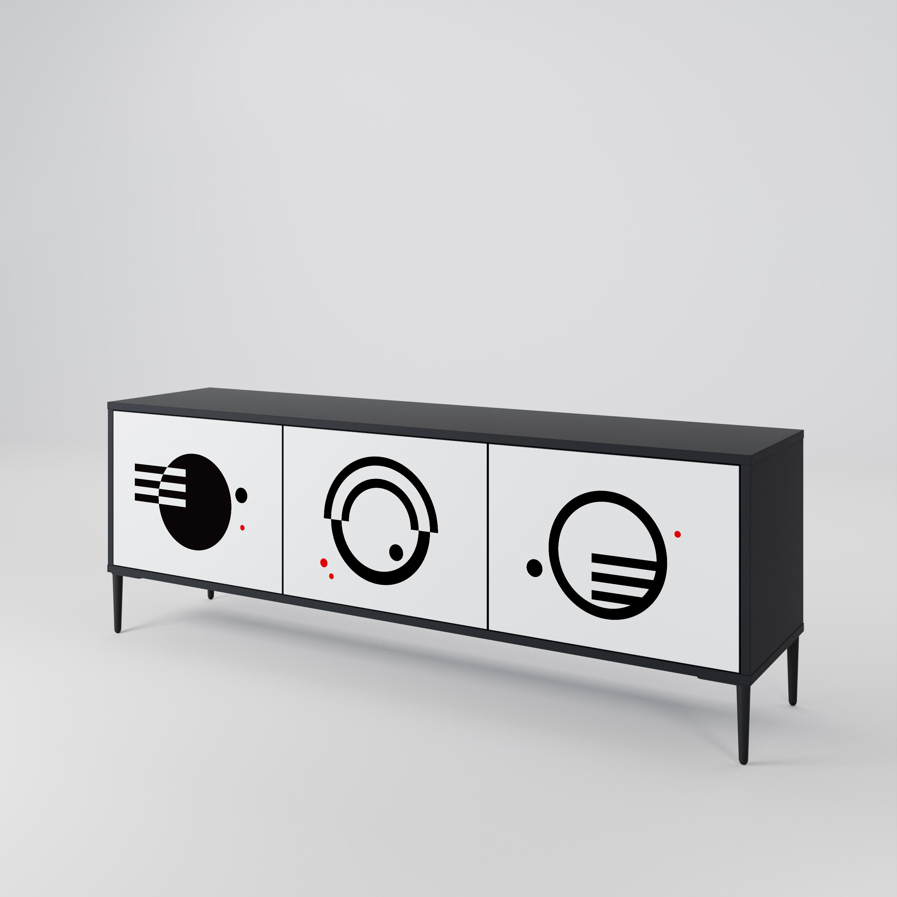 BLACK AND WHITE COMBINATION 3-Door TV Cabinet