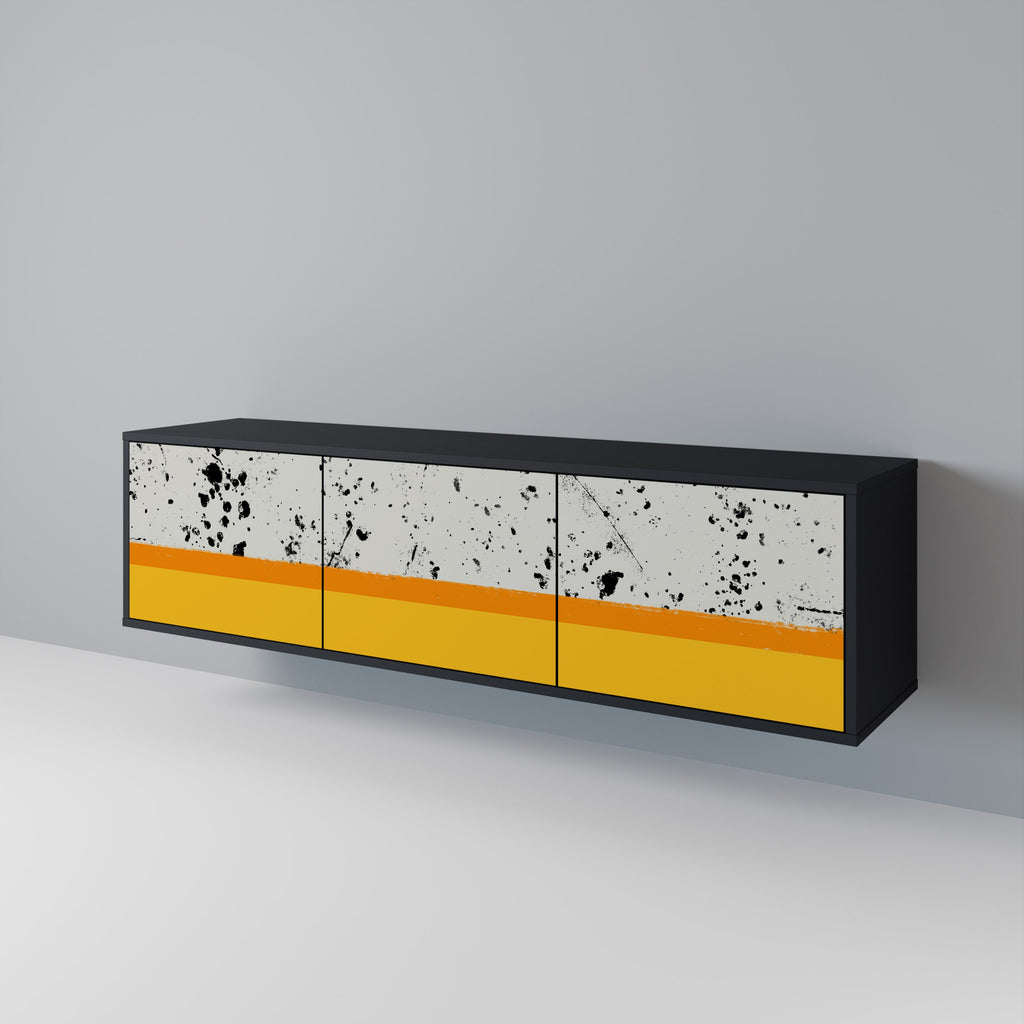 Βάση τηλεόρασης 3 θυρών DYED BY ORANGE σε μαύρο φινίρισμα