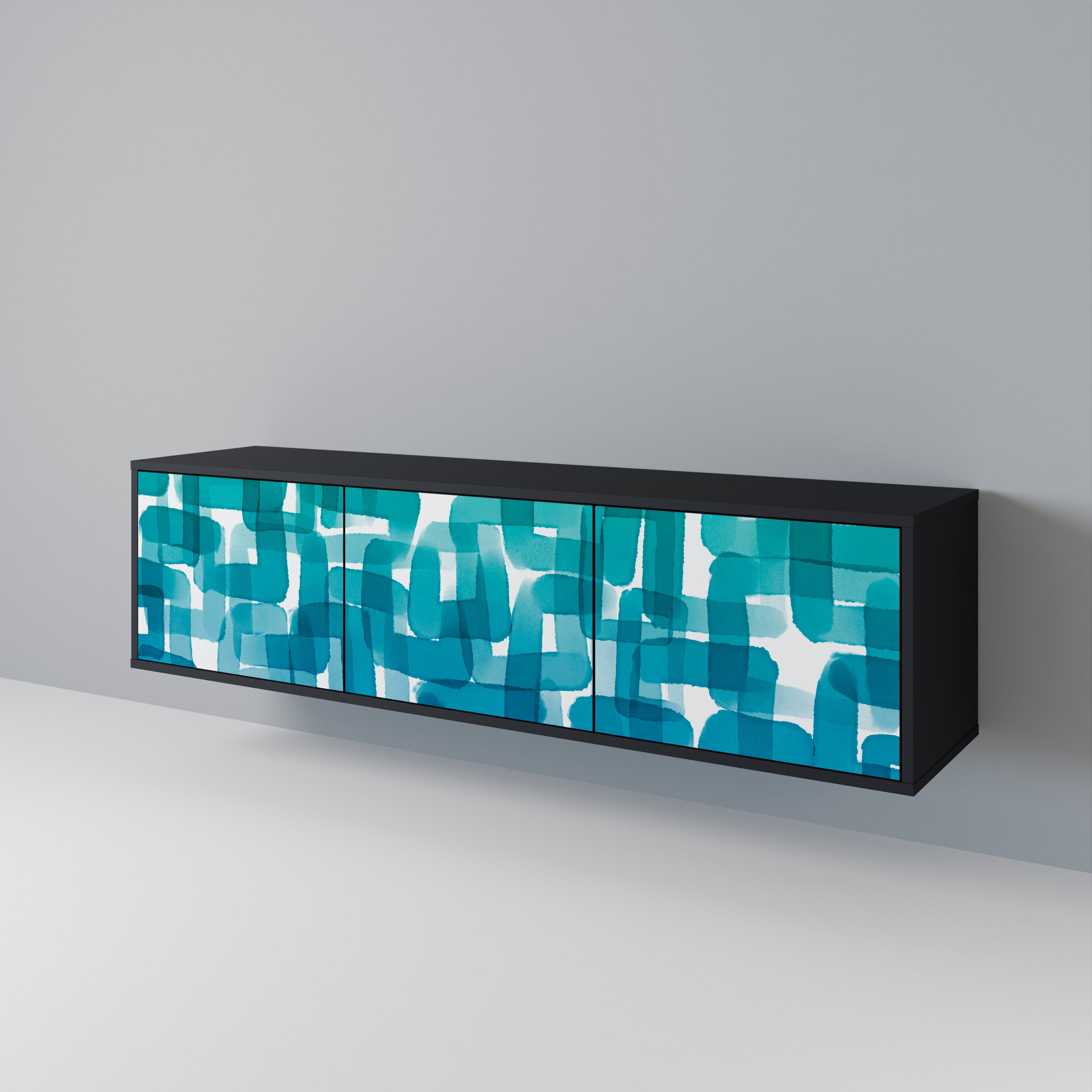 TURQUOISE RECTANGLES 3-Door TV Cabinet