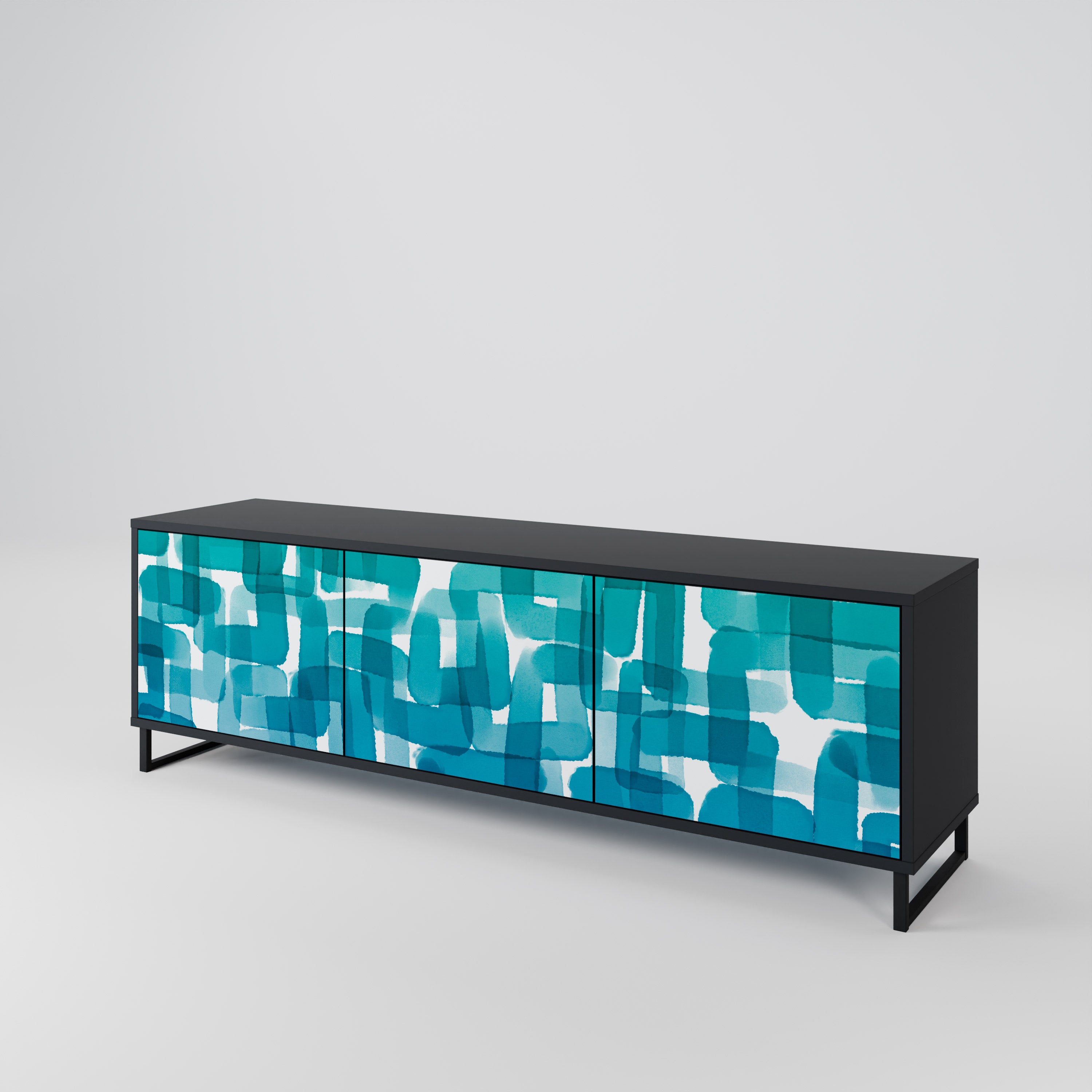 TURQUOISE RECTANGLES 3-Door TV Cabinet