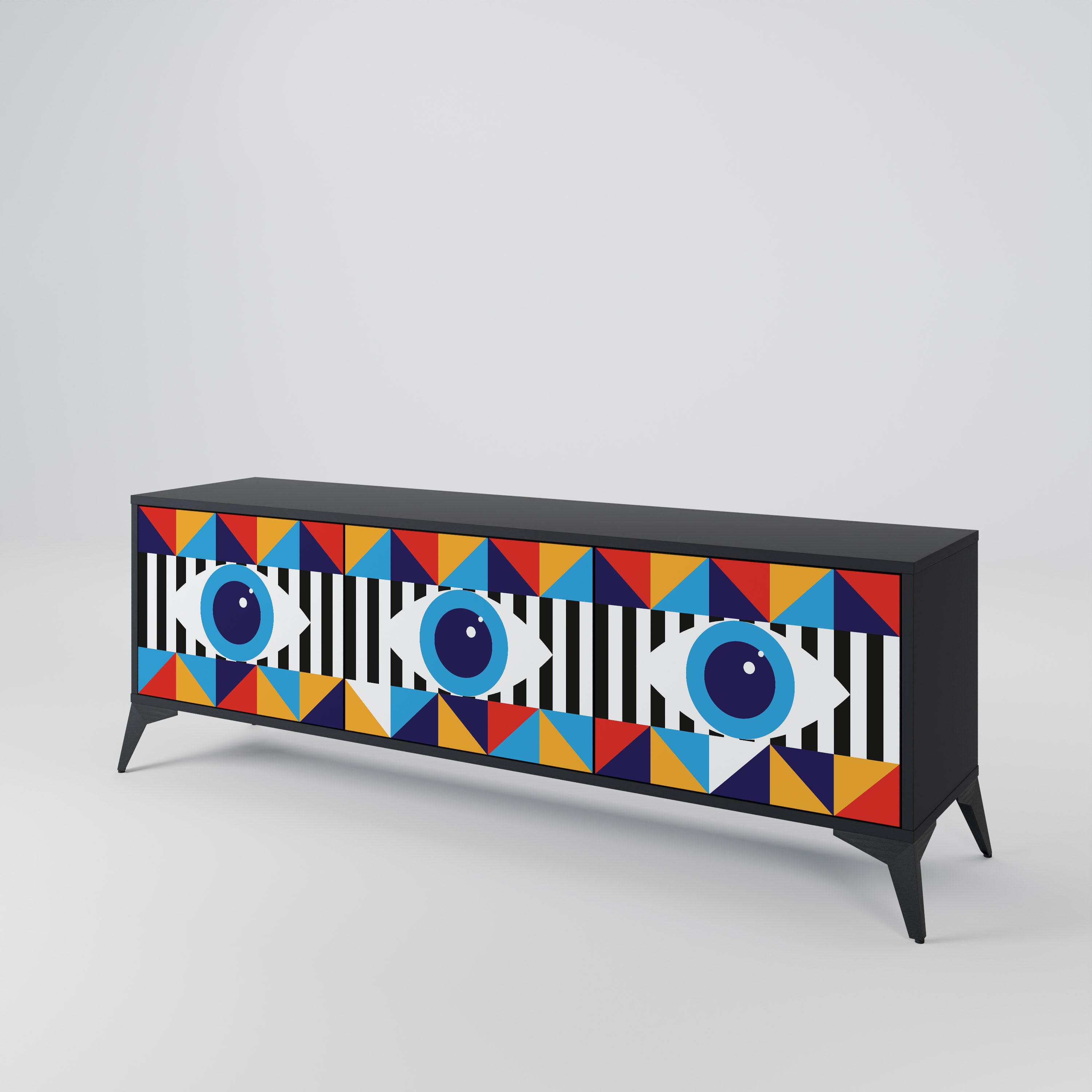 ABSTRACTION AND GEOMETRY 3-Door TV Cabinet