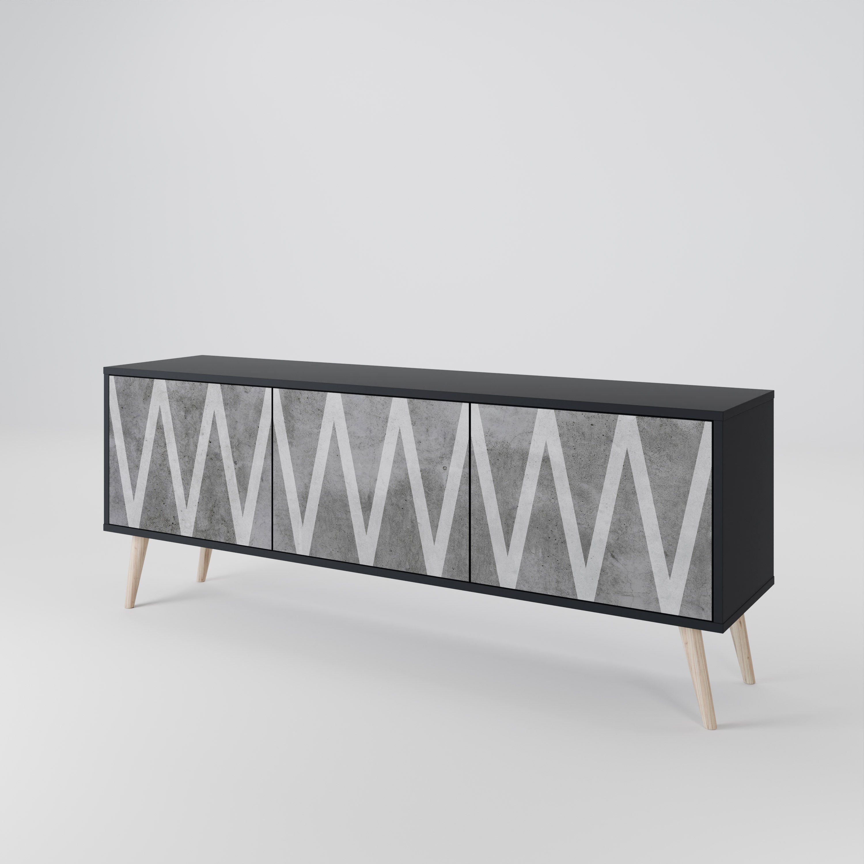SOLID ZIG ZAG 3-Door TV Cabinet
