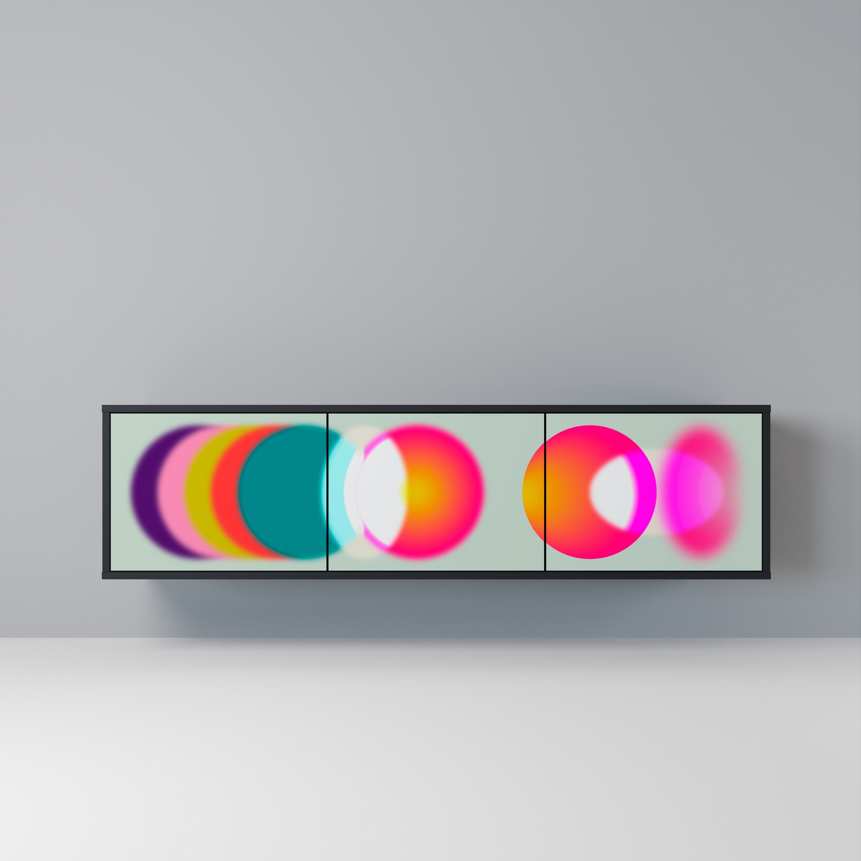 SYMPHONY OF COLORS Τρίθυρη βάση τηλεόρασης σε μαύρο φινίρισμα