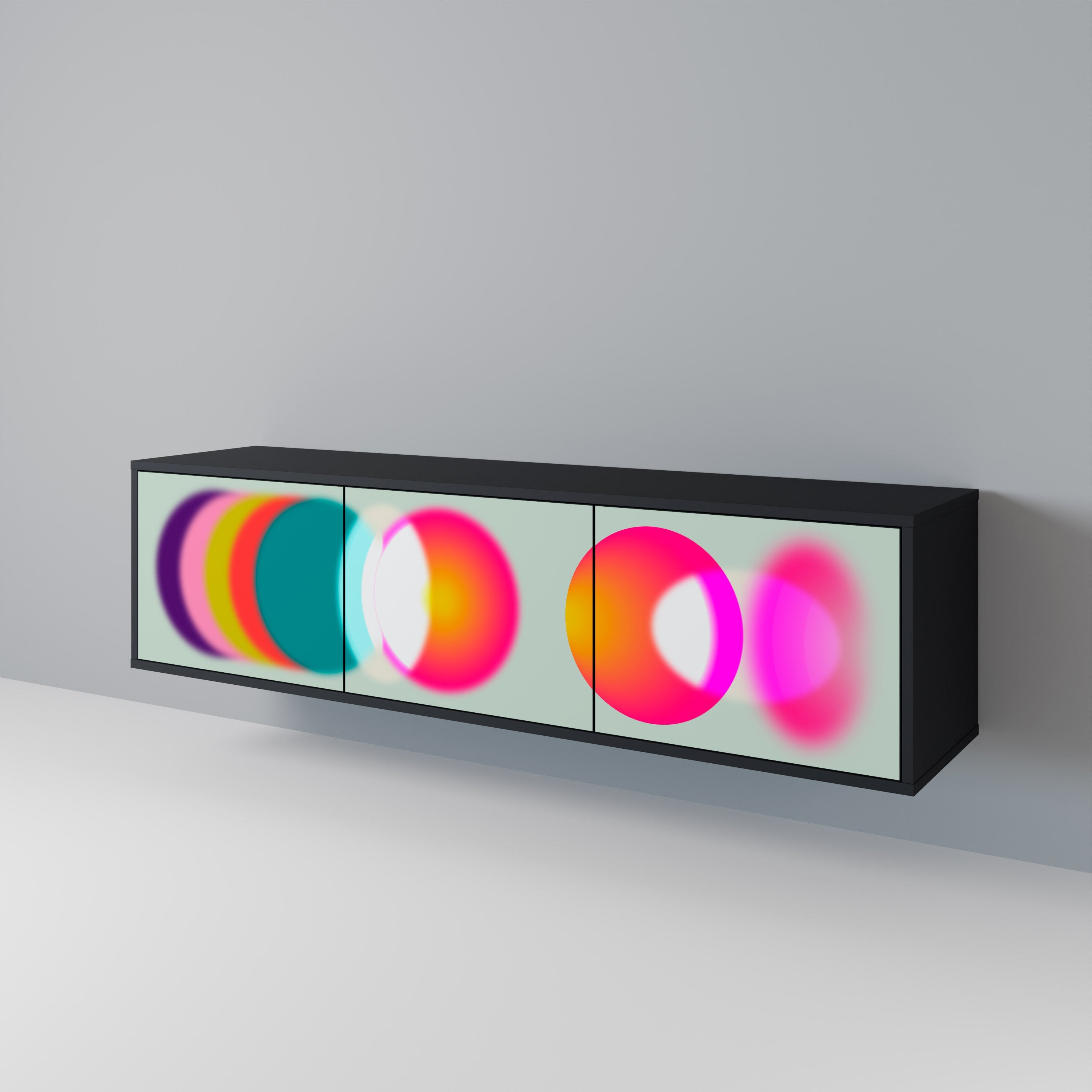 SYMPHONY OF COLORS Τρίθυρη βάση τηλεόρασης σε μαύρο φινίρισμα