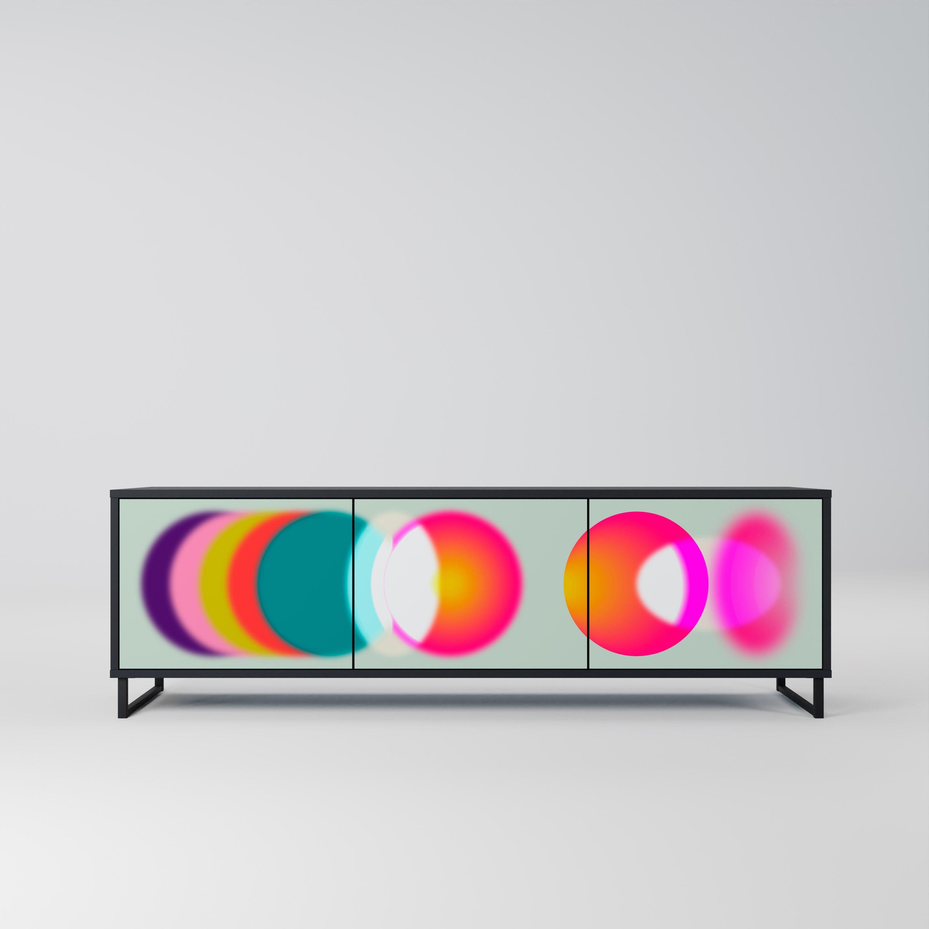 SYMPHONY OF COLORS Τρίθυρη βάση τηλεόρασης σε μαύρο φινίρισμα