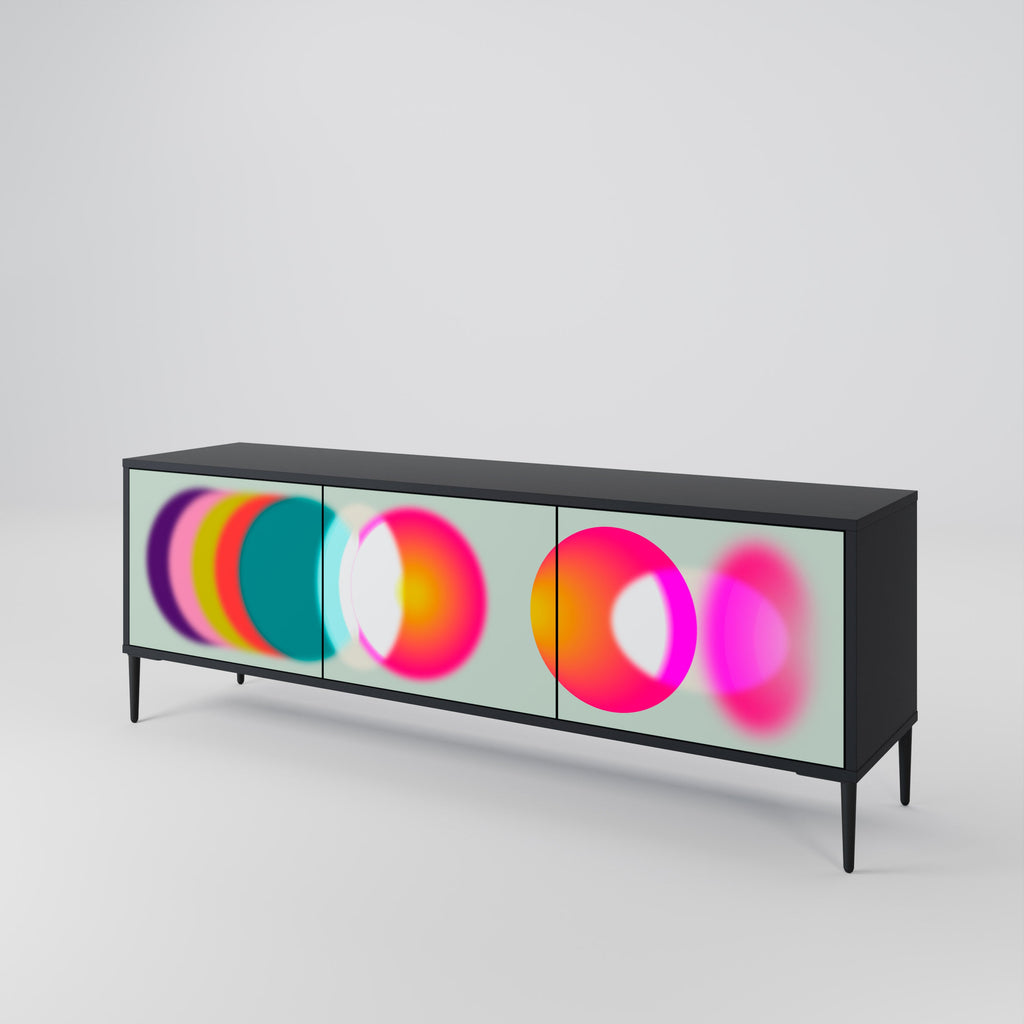 SYMPHONY OF COLORS Τρίθυρη βάση τηλεόρασης σε μαύρο φινίρισμα