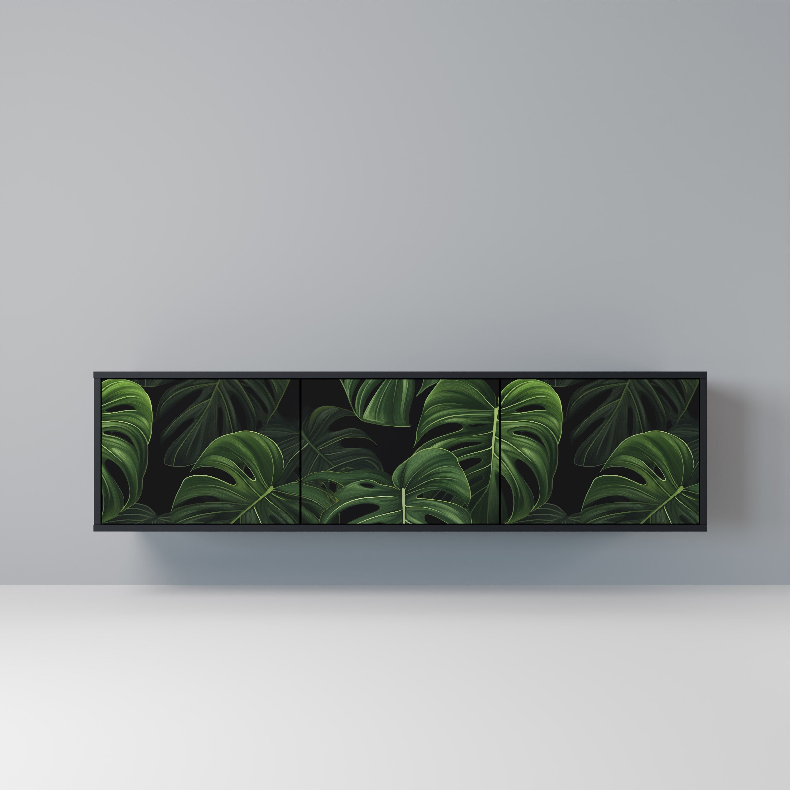 INFINITE MONSTERA Τρίθυρη βάση τηλεόρασης σε μαύρο φινίρισμα