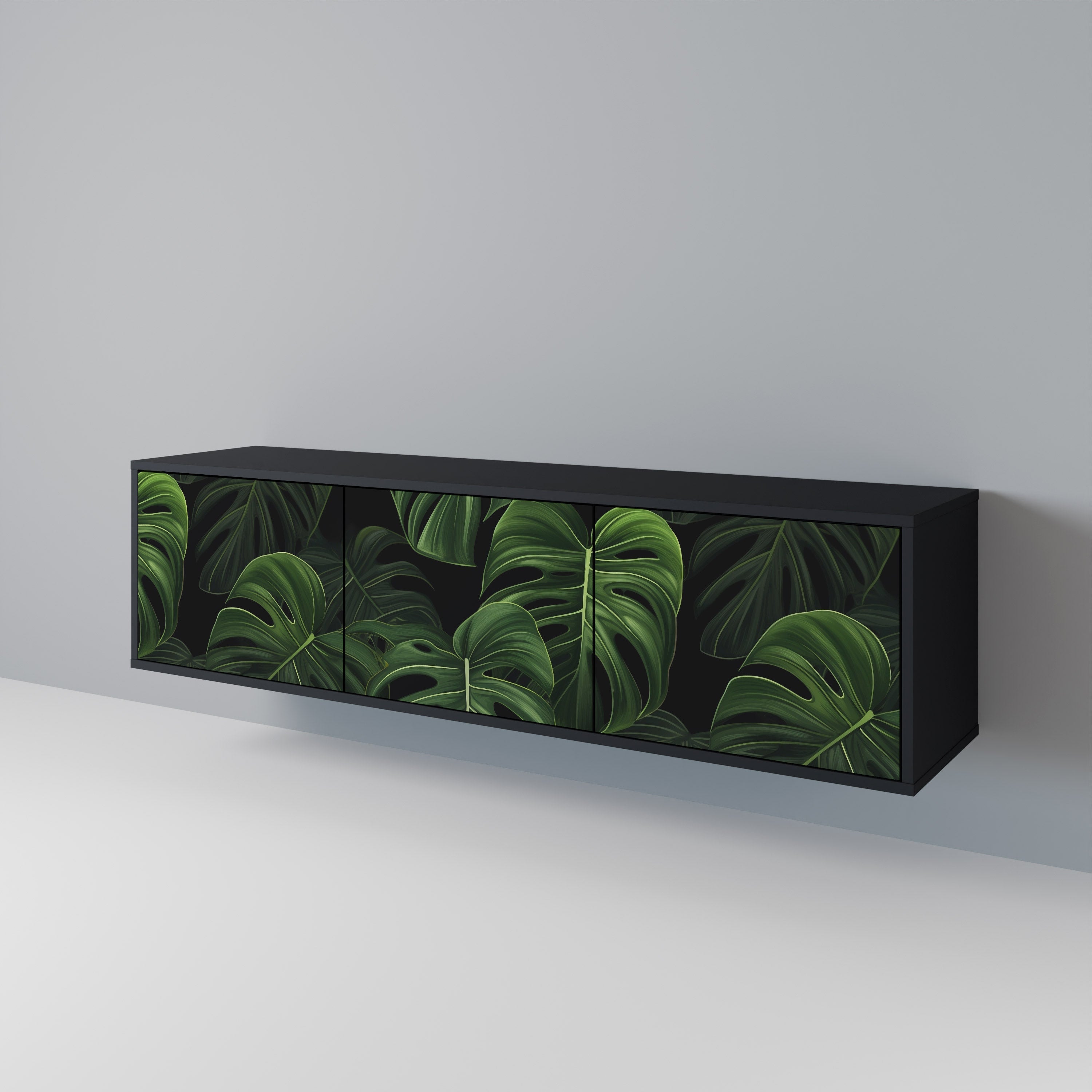 INFINITE MONSTERA Τρίθυρη βάση τηλεόρασης σε μαύρο φινίρισμα
