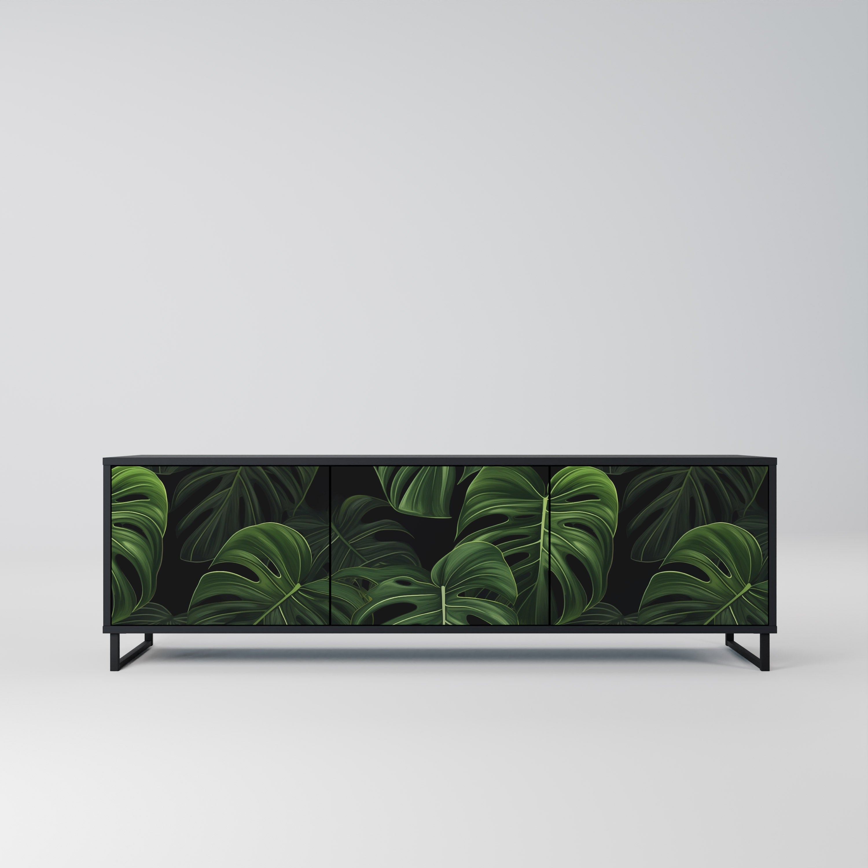 INFINITE MONSTERA Τρίθυρη βάση τηλεόρασης σε μαύρο φινίρισμα