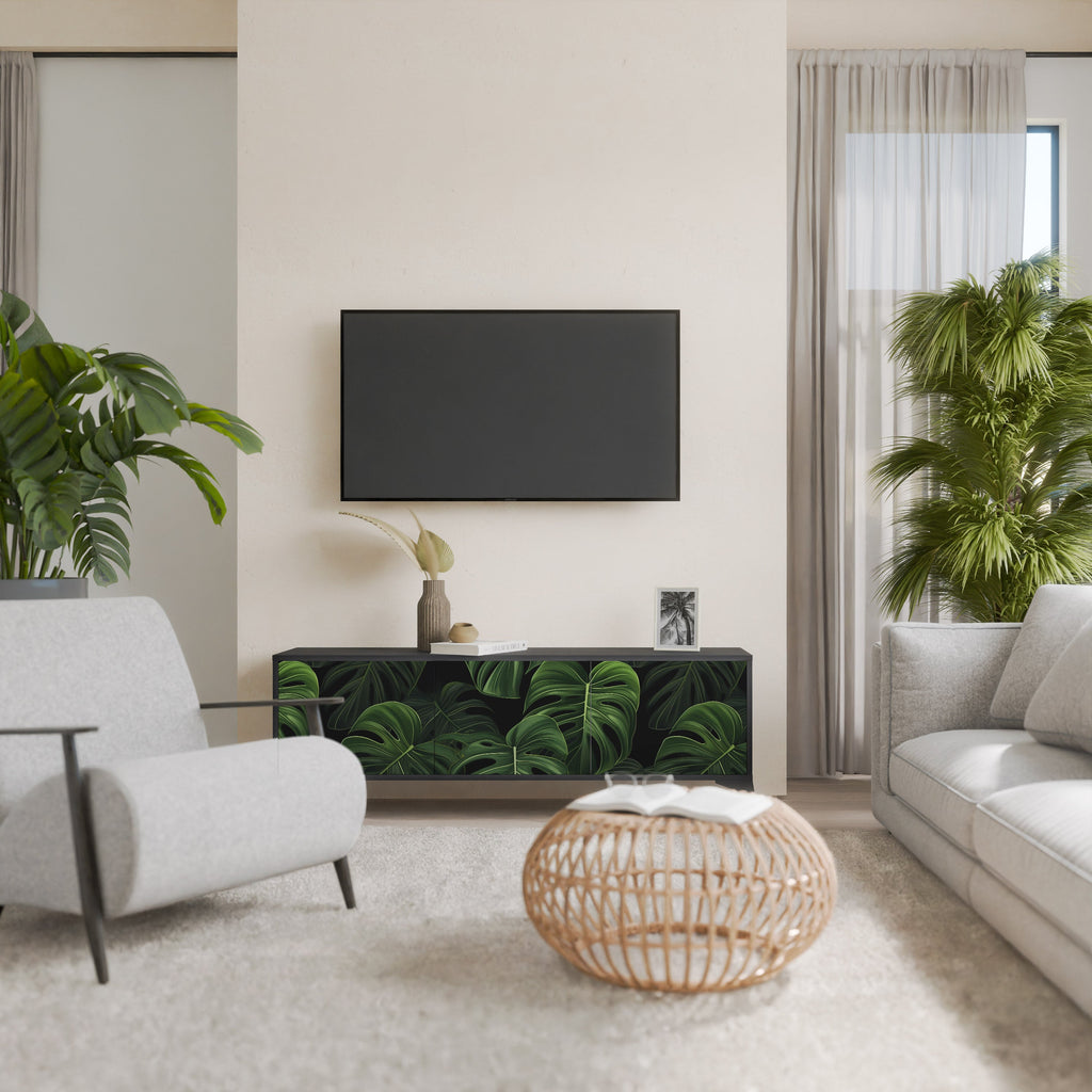 INFINITE MONSTERA Τρίθυρη βάση τηλεόρασης σε μαύρο φινίρισμα