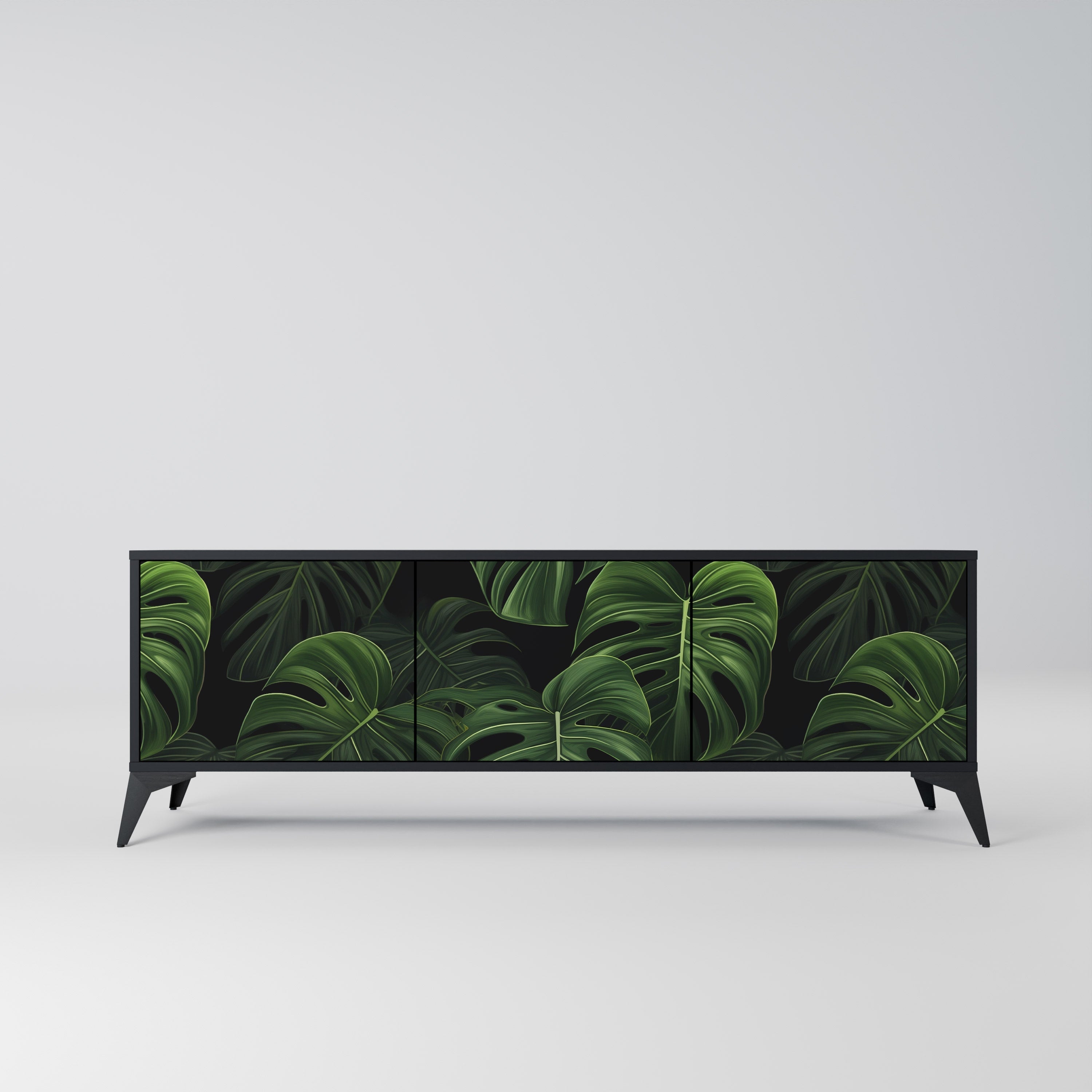 INFINITE MONSTERA Τρίθυρη βάση τηλεόρασης σε μαύρο φινίρισμα