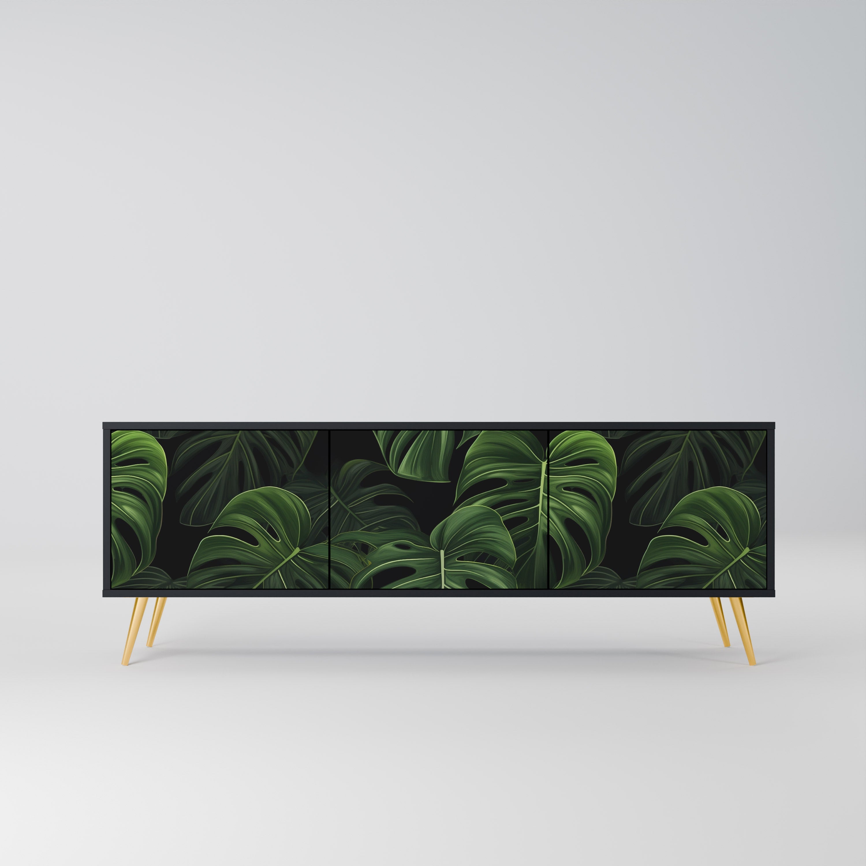 INFINITE MONSTERA Τρίθυρη βάση τηλεόρασης σε μαύρο φινίρισμα