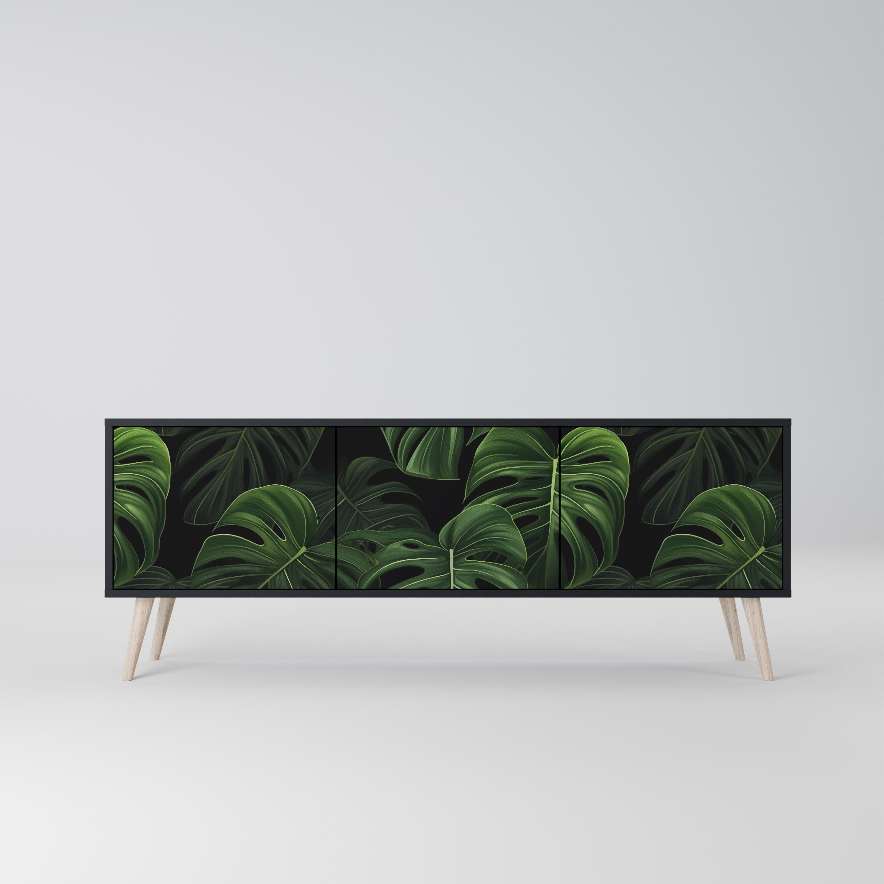 INFINITE MONSTERA Τρίθυρη βάση τηλεόρασης σε μαύρο φινίρισμα