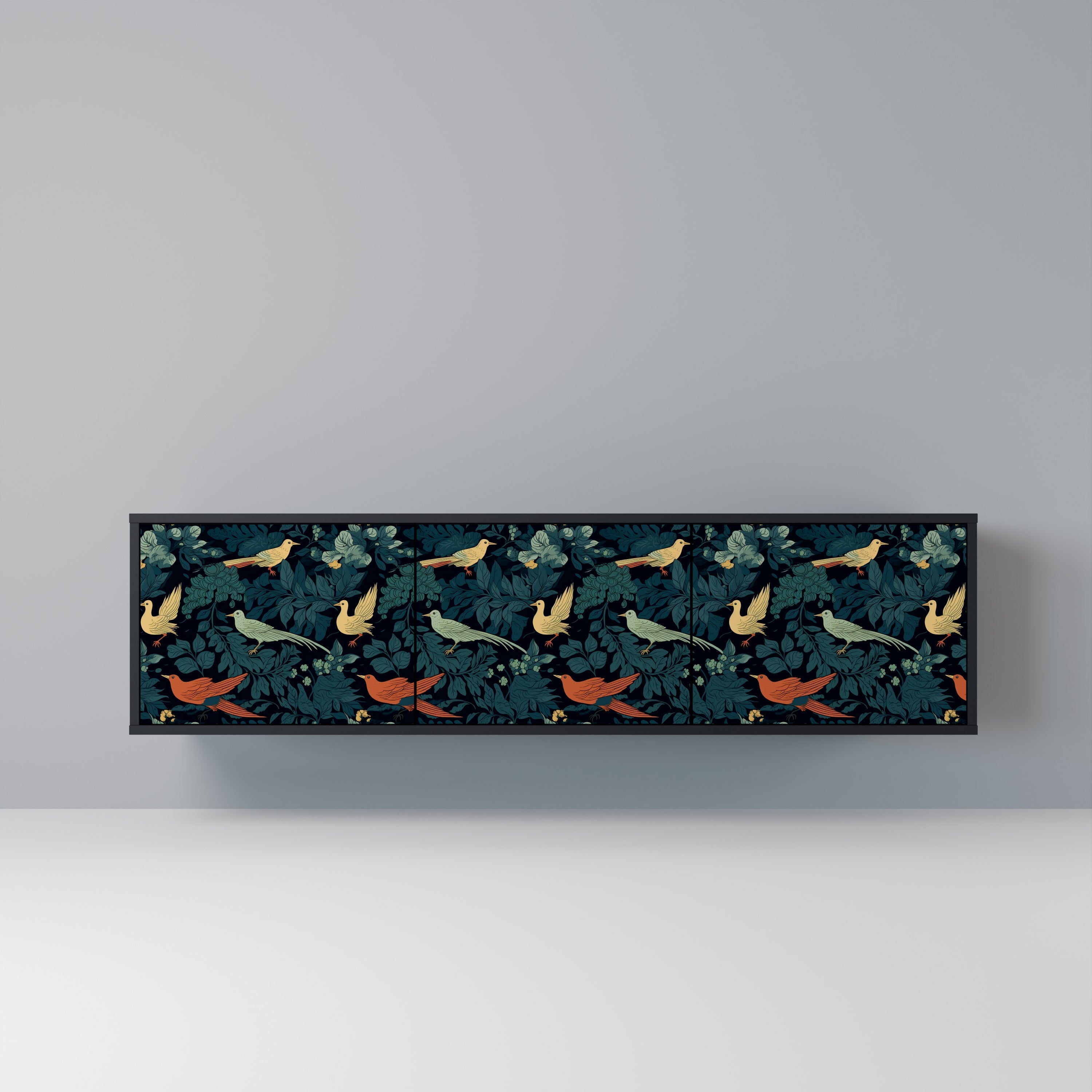 Βάση τηλεόρασης FOWL ORNAMENT με 3 πόρτες σε μαύρο φινίρισμα