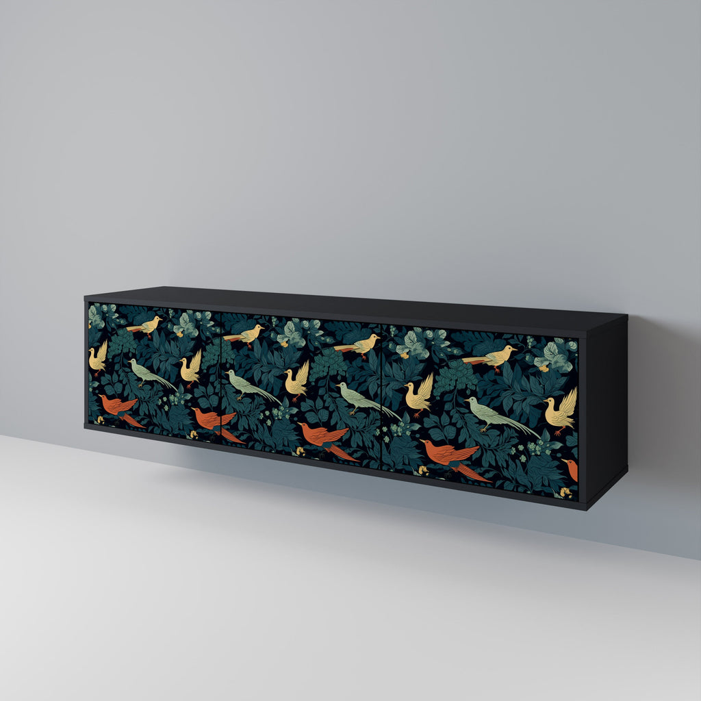 Βάση τηλεόρασης FOWL ORNAMENT με 3 πόρτες σε μαύρο φινίρισμα