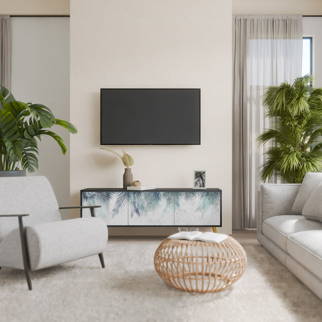 Βάση τηλεόρασης PALM VEIL με 3 πόρτες σε μαύρο φινίρισμα
