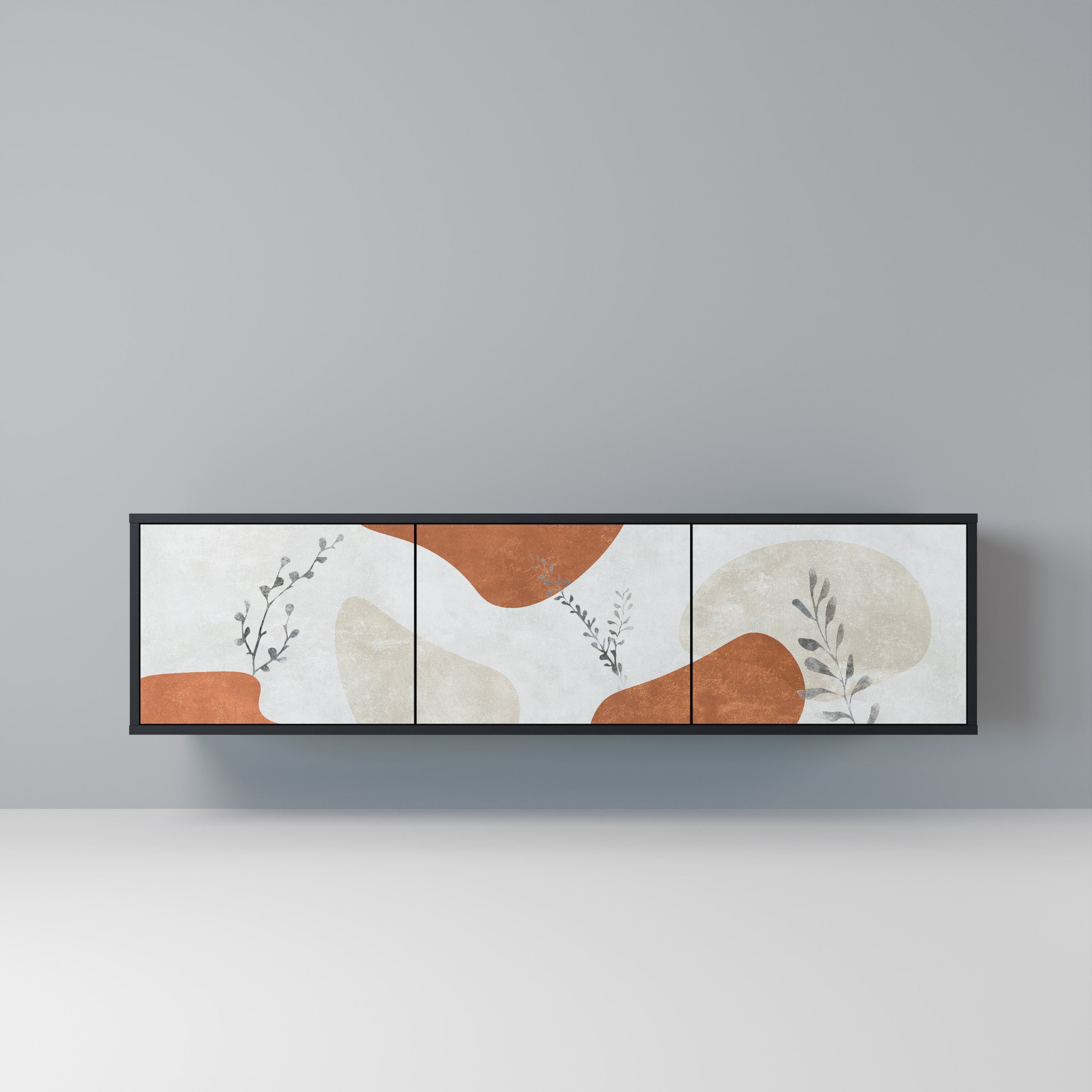 Βάση τηλεόρασης TRANQUIL TWIG με 3 πόρτες σε μαύρο φινίρισμα