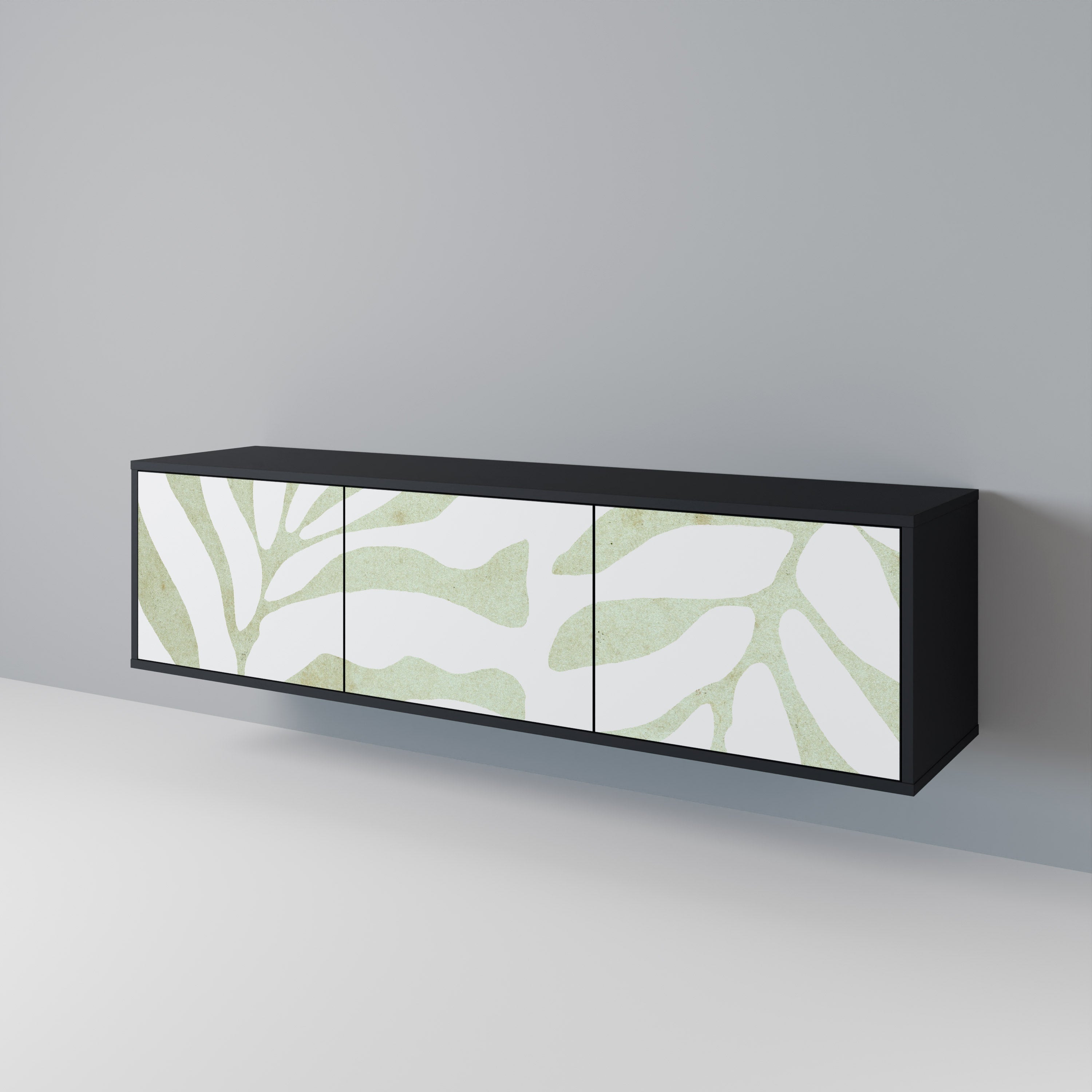Βάση τηλεόρασης BOTANICAL SPARK 3θυρη σε μαύρο φινίρισμα