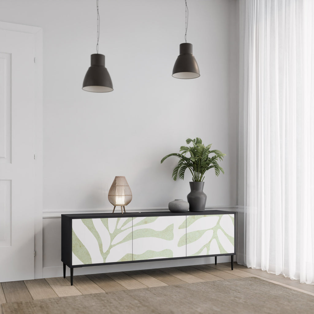 BOTANICAL SPARK 3-Door TV Stand in Black Finish