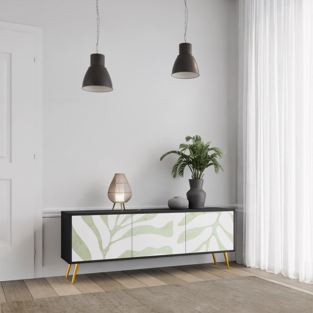 BOTANICAL SPARK 3-Door TV Stand in Black Finish
