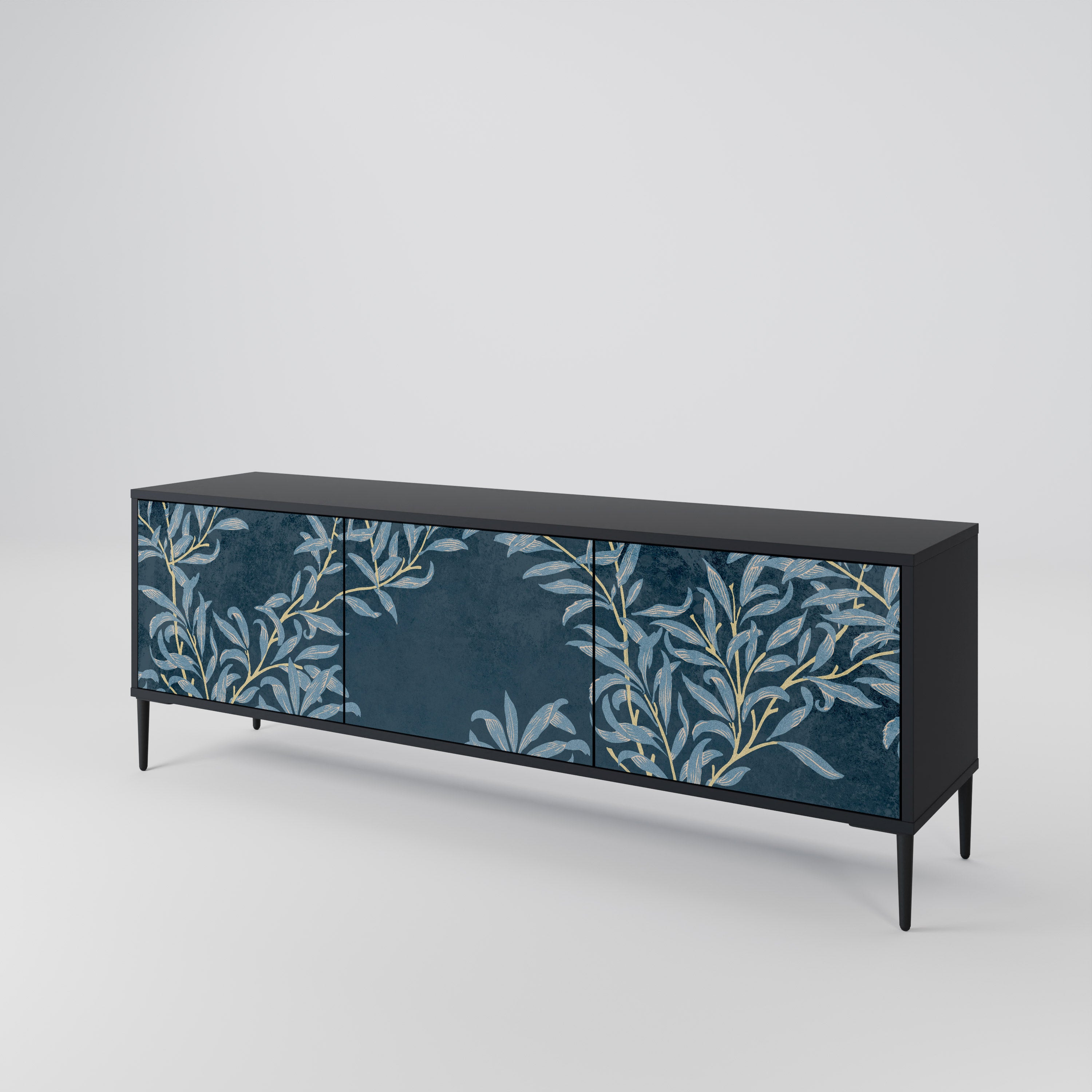 BLUE LEAVES 3-Door TV Cabinet