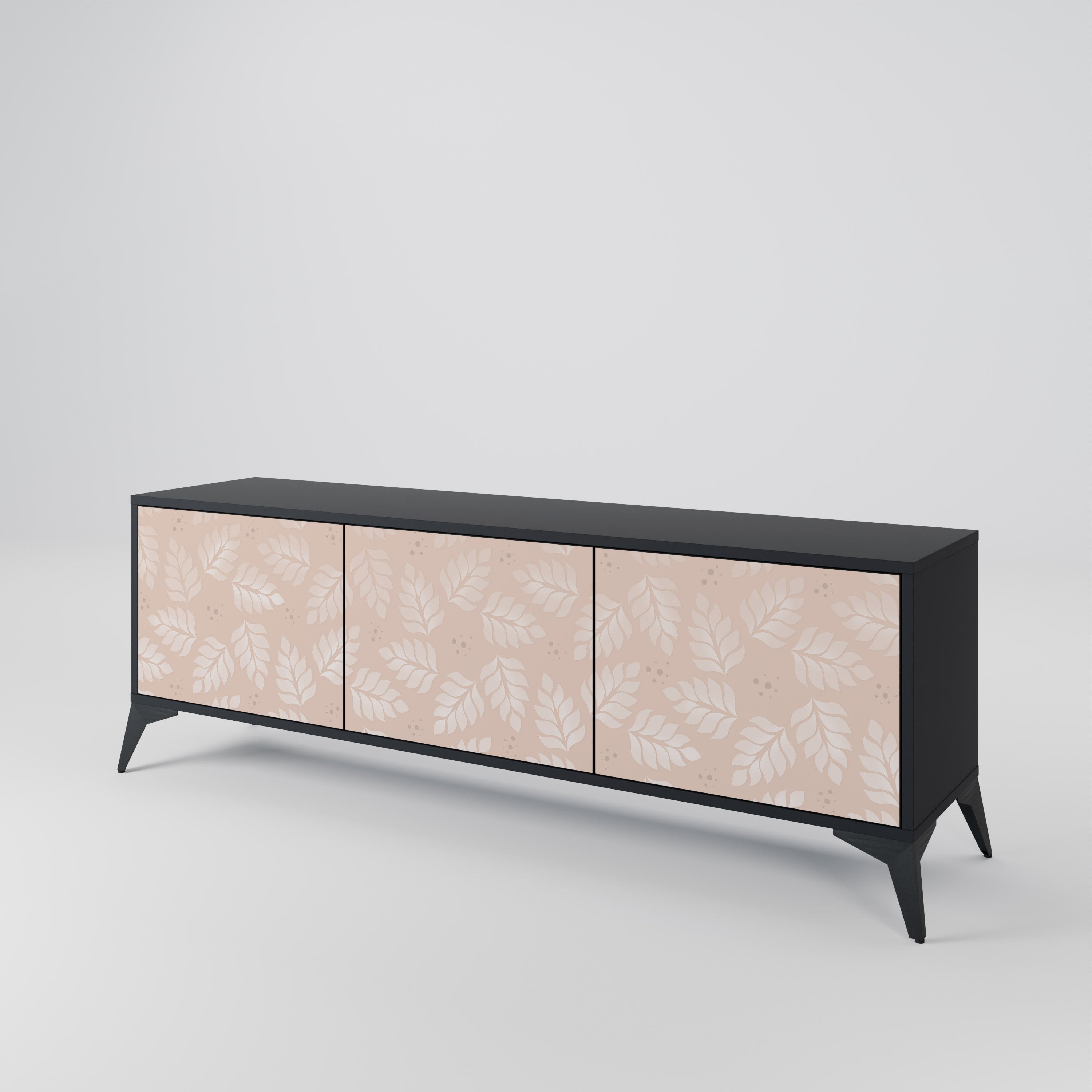 LEAVES ON BEIGE 3-Door TV Cabinet