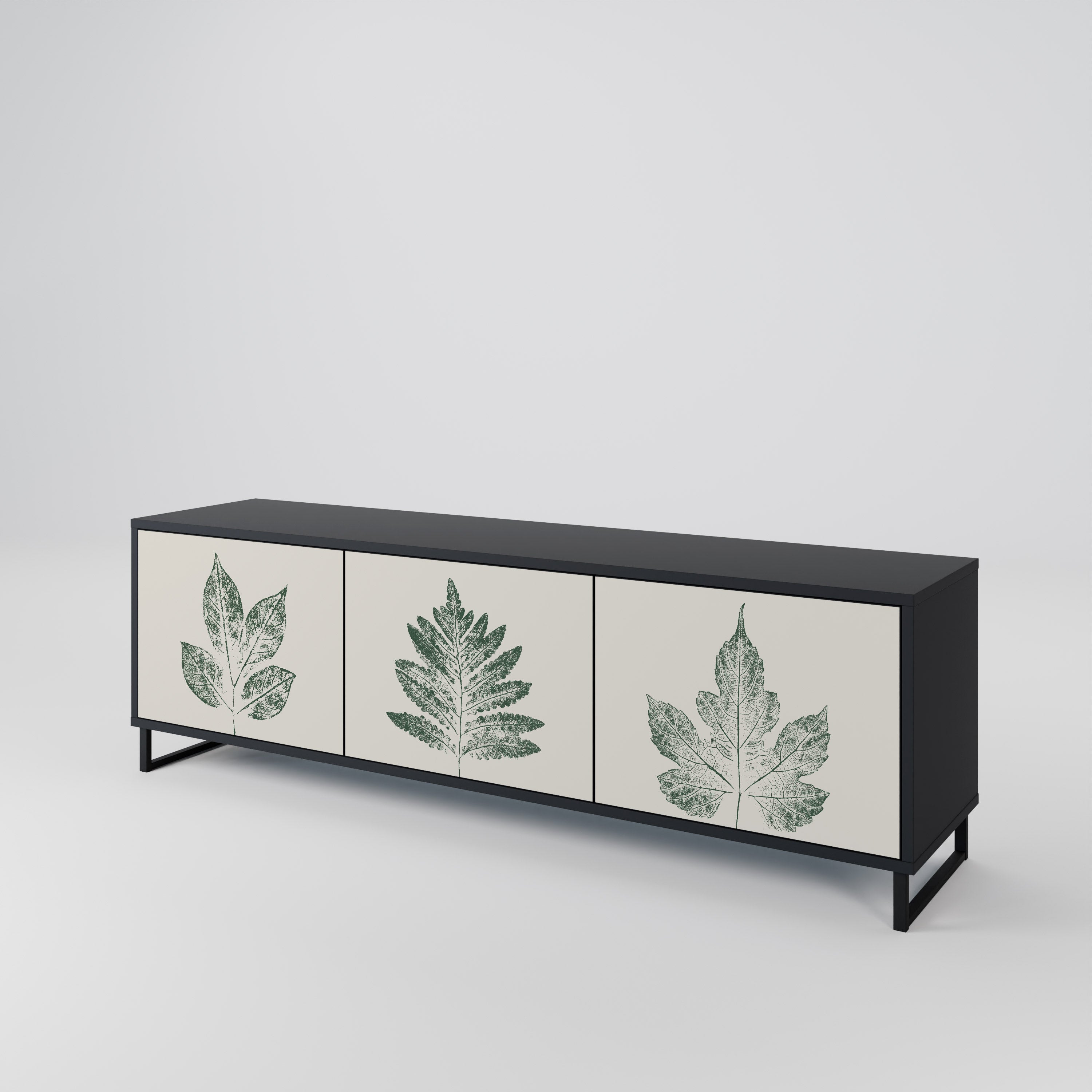 GREEN LEAFY STAMPS 3-Door TV Cabinet