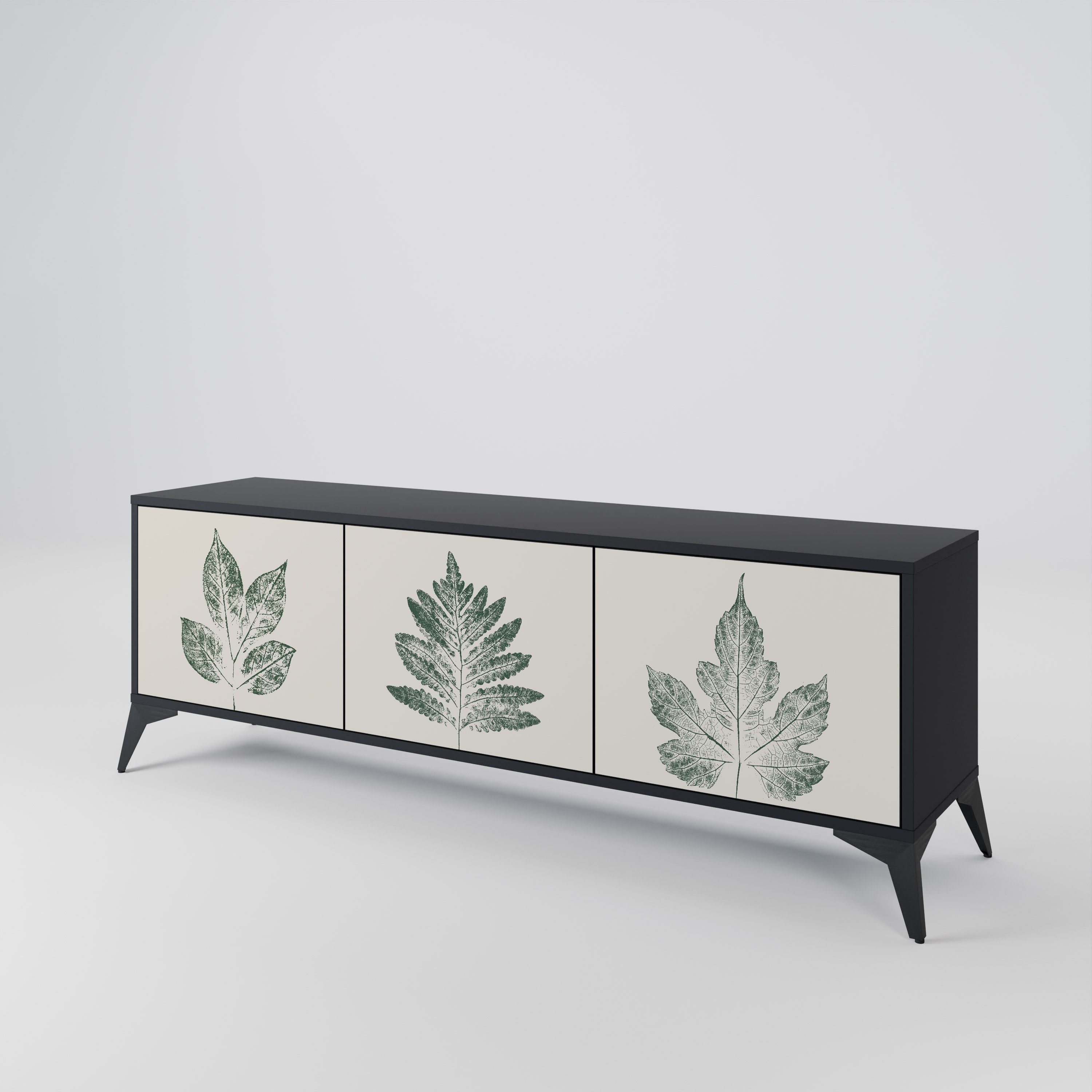 GREEN LEAFY STAMPS 3-Door TV Cabinet