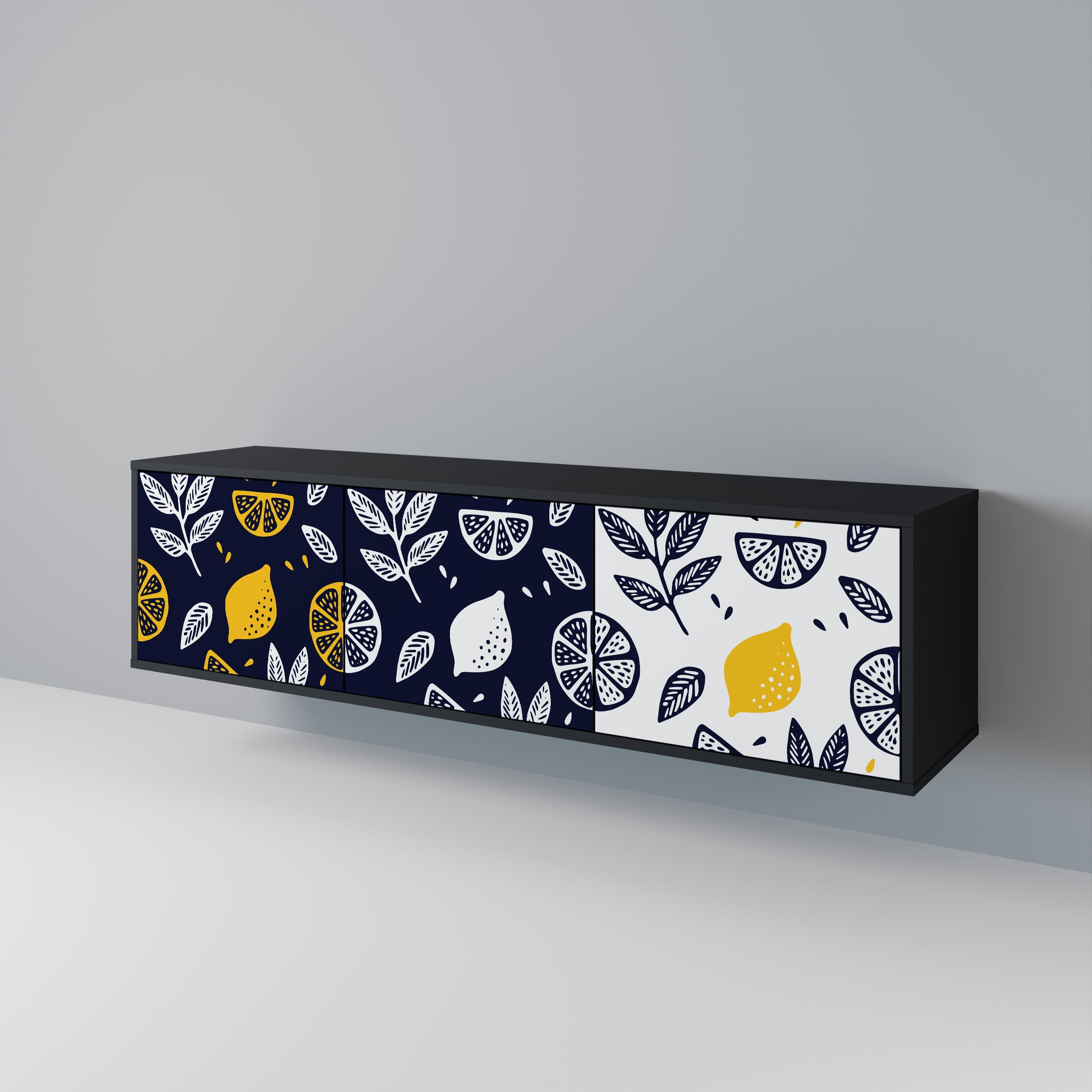 CITRUS BLACK AND WHITE 3θυρη βάση τηλεόρασης σε μαύρο φινίρισμα