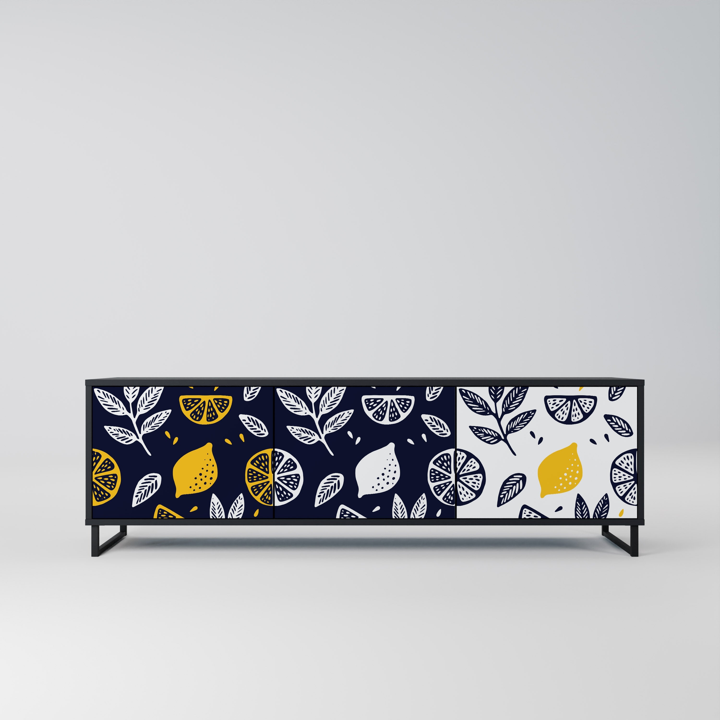 CITRUS BLACK AND WHITE 3θυρη βάση τηλεόρασης σε μαύρο φινίρισμα