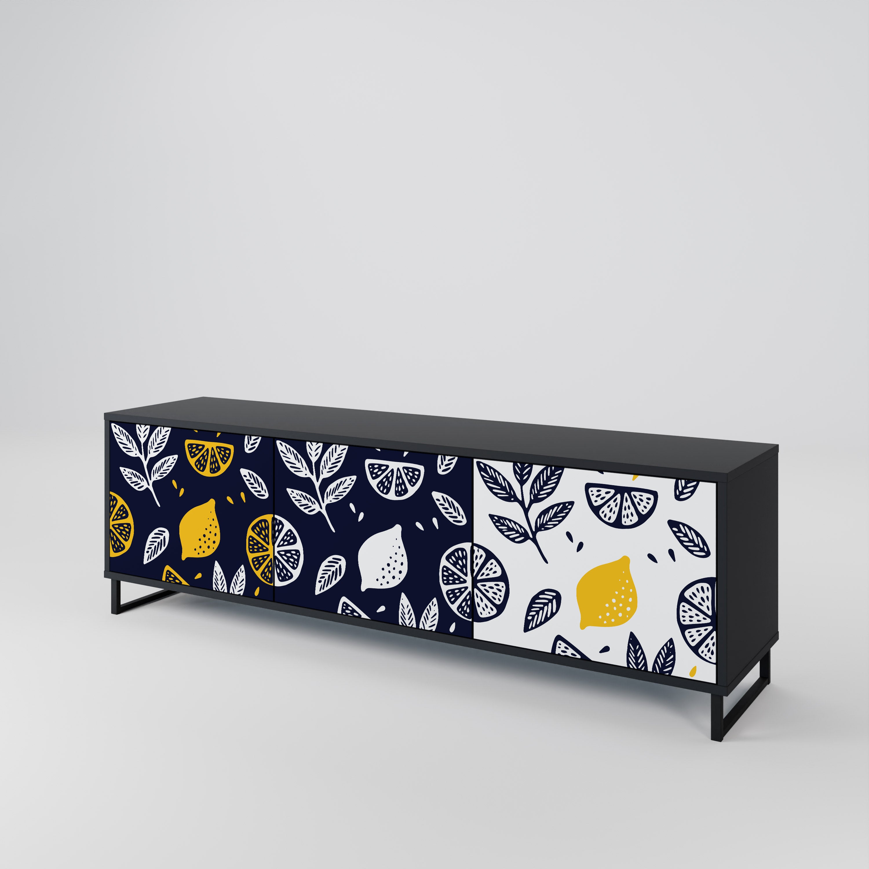 CITRUS BLACK AND WHITE 3-Door TV Cabinet