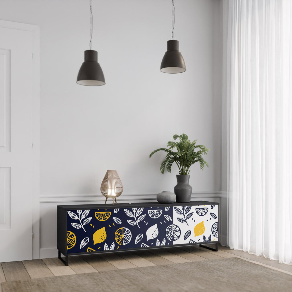 CITRUS BLACK AND WHITE 3θυρη βάση τηλεόρασης σε μαύρο φινίρισμα