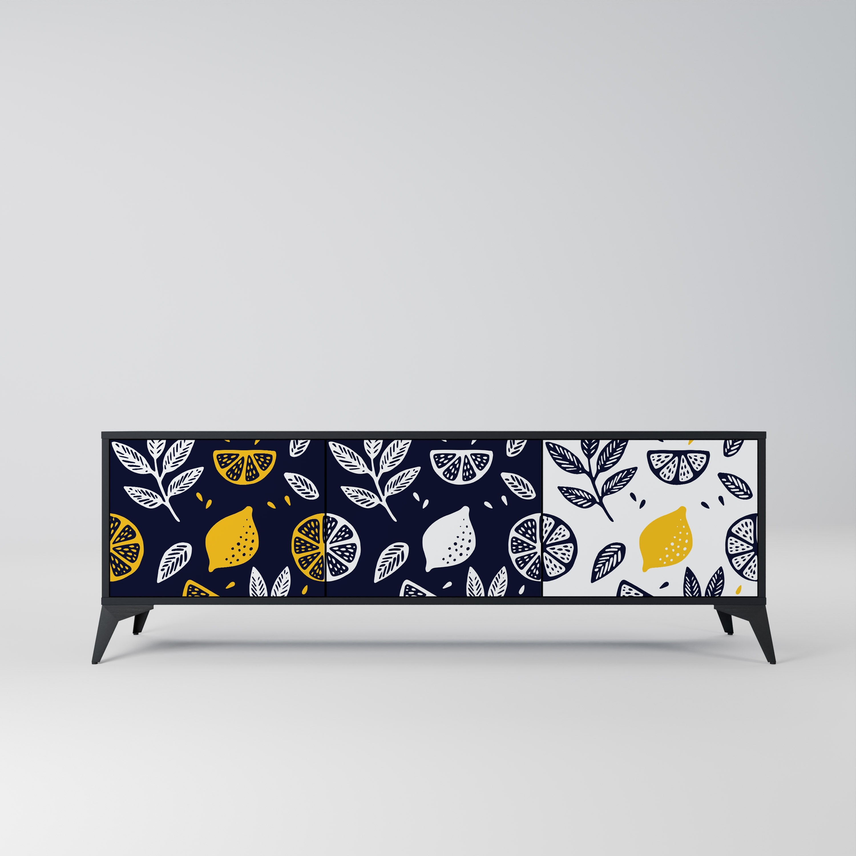 CITRUS BLACK AND WHITE 3θυρη βάση τηλεόρασης σε μαύρο φινίρισμα