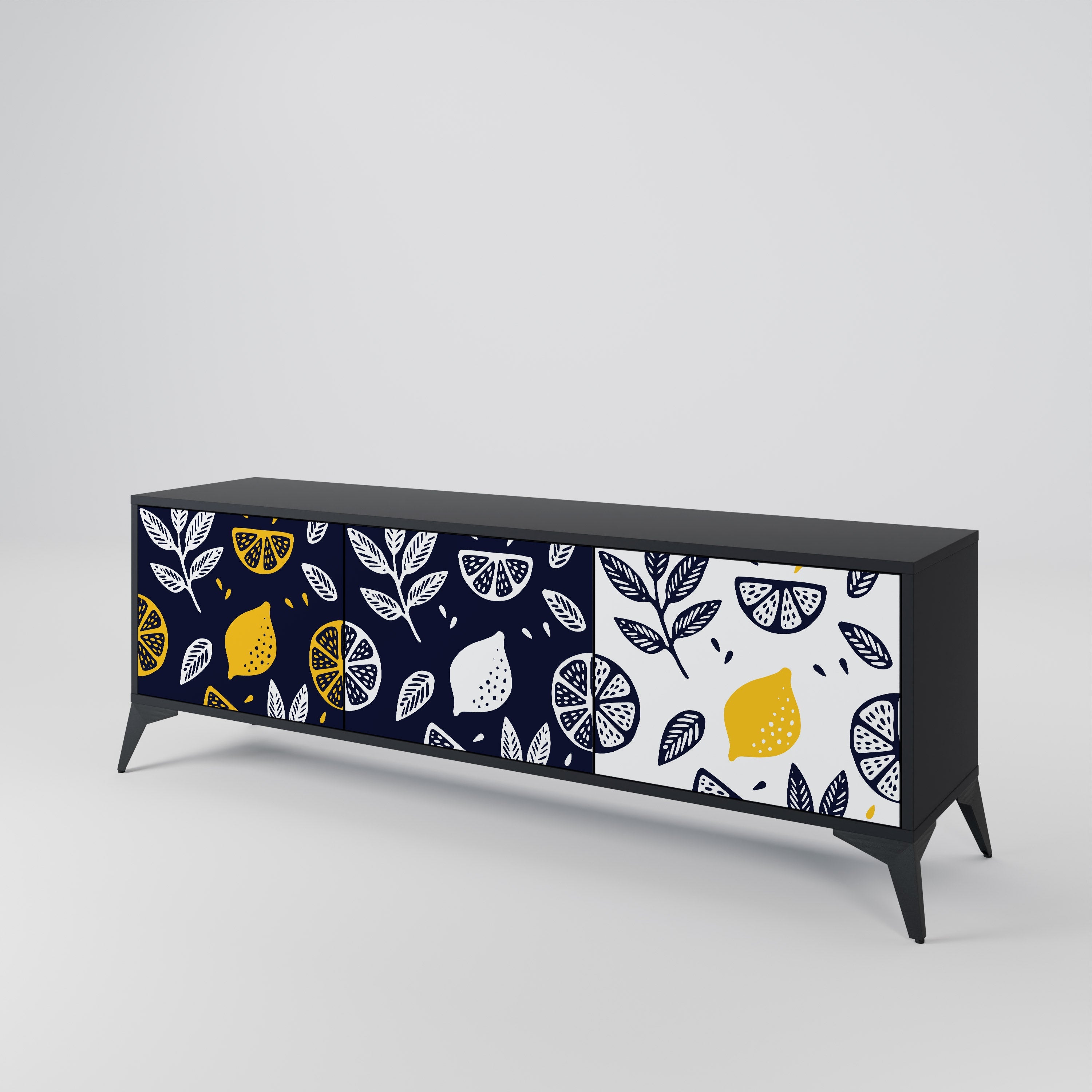 CITRUS BLACK AND WHITE 3θυρη βάση τηλεόρασης σε μαύρο φινίρισμα