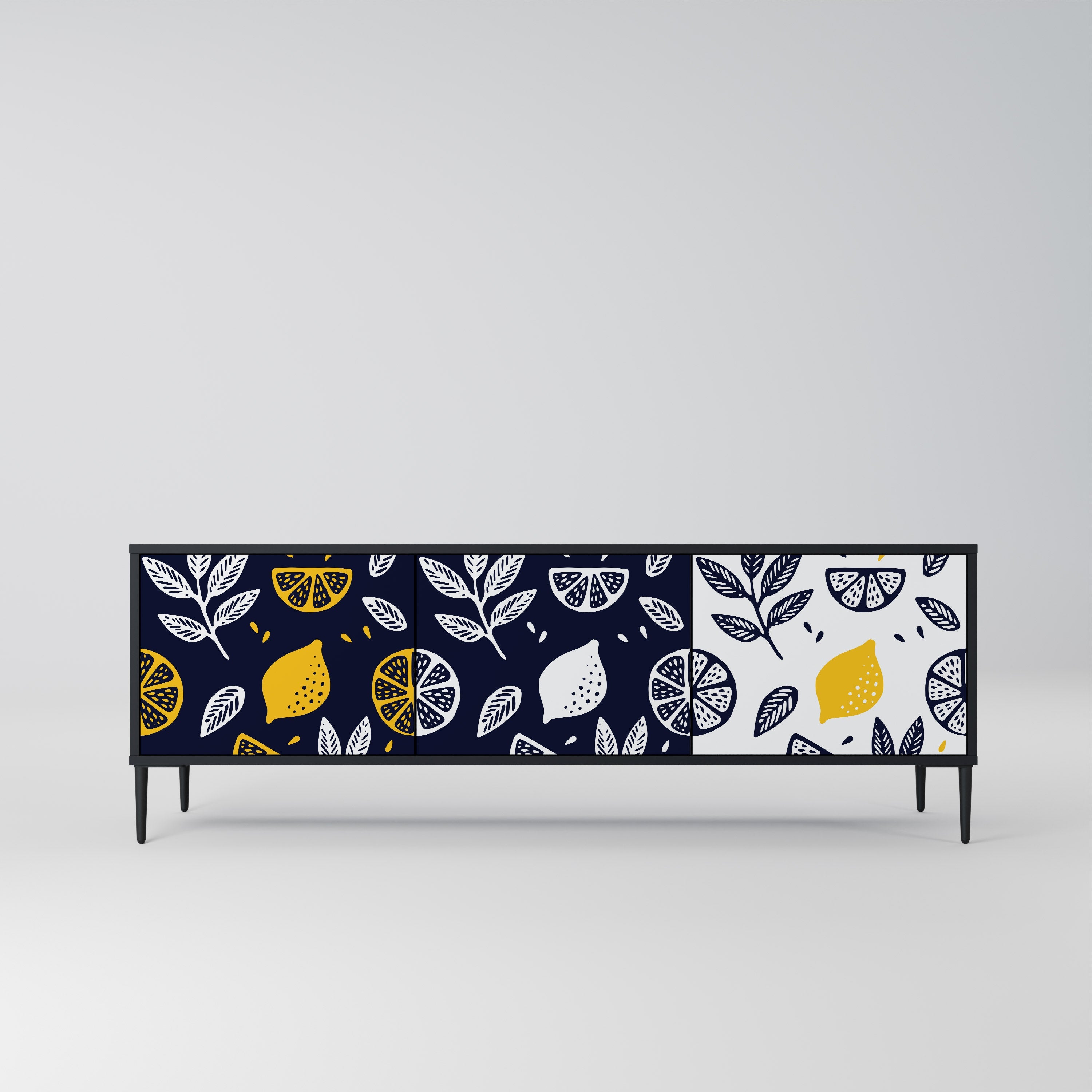 CITRUS BLACK AND WHITE 3θυρη βάση τηλεόρασης σε μαύρο φινίρισμα