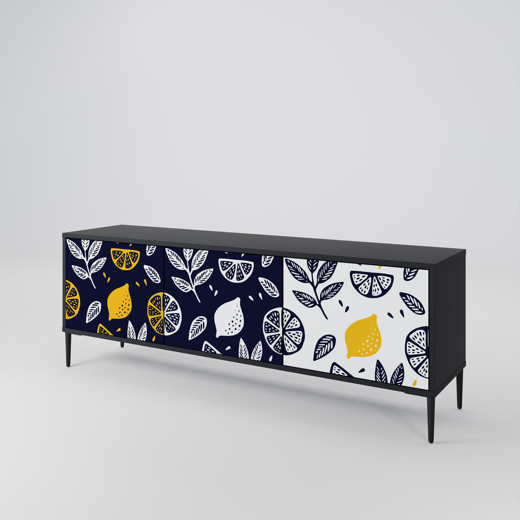 CITRUS BLACK AND WHITE 3θυρη βάση τηλεόρασης σε μαύρο φινίρισμα