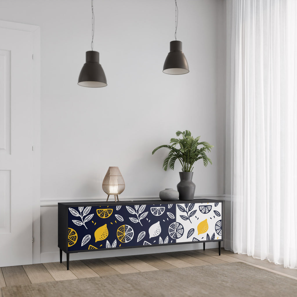 CITRUS BLACK AND WHITE 3θυρη βάση τηλεόρασης σε μαύρο φινίρισμα