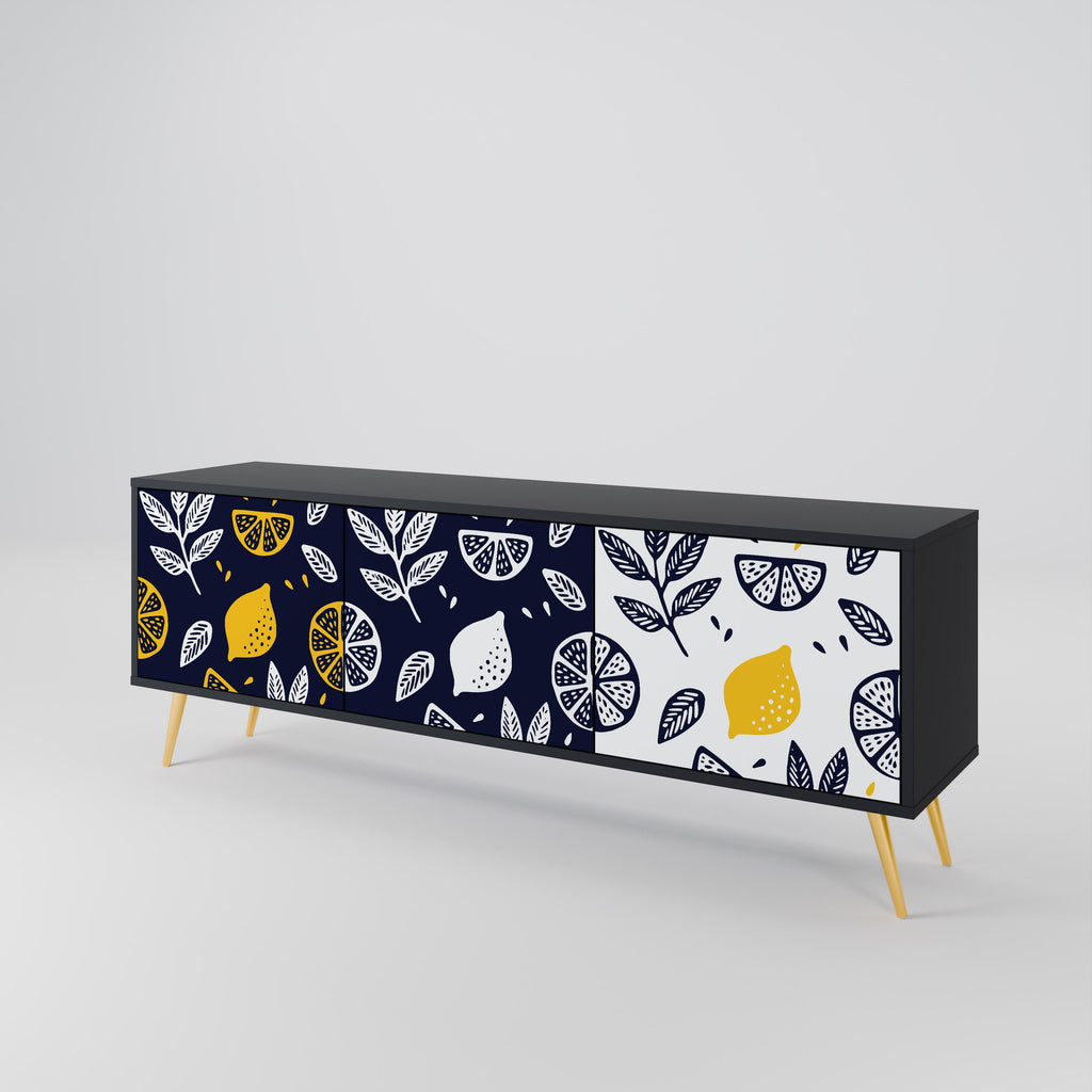 CITRUS BLACK AND WHITE 3θυρη βάση τηλεόρασης σε μαύρο φινίρισμα
