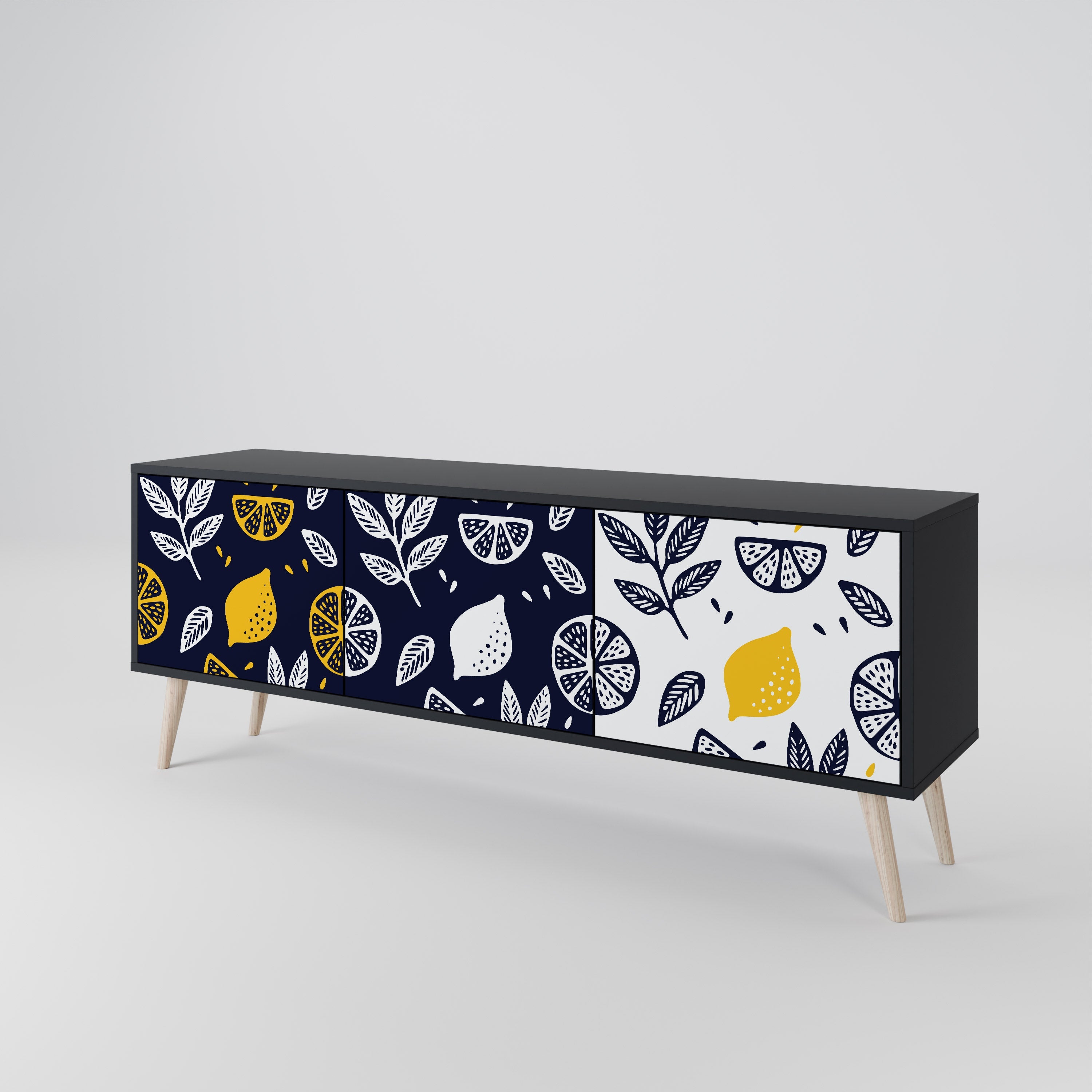 CITRUS BLACK AND WHITE 3θυρη βάση τηλεόρασης σε μαύρο φινίρισμα