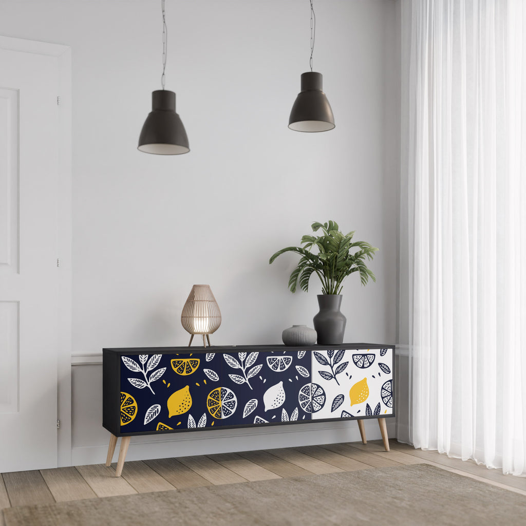 CITRUS BLACK AND WHITE 3θυρη βάση τηλεόρασης σε μαύρο φινίρισμα