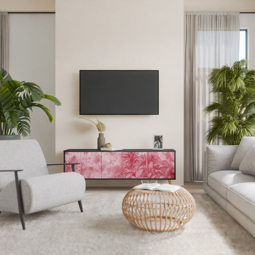 Βάση τηλεόρασης SWEET TROPICS με 3 πόρτες σε μαύρο φινίρισμα