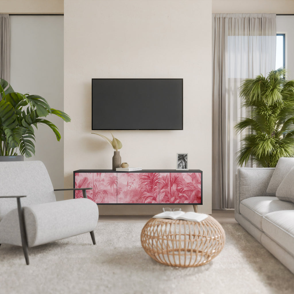Βάση τηλεόρασης SWEET TROPICS με 3 πόρτες σε μαύρο φινίρισμα
