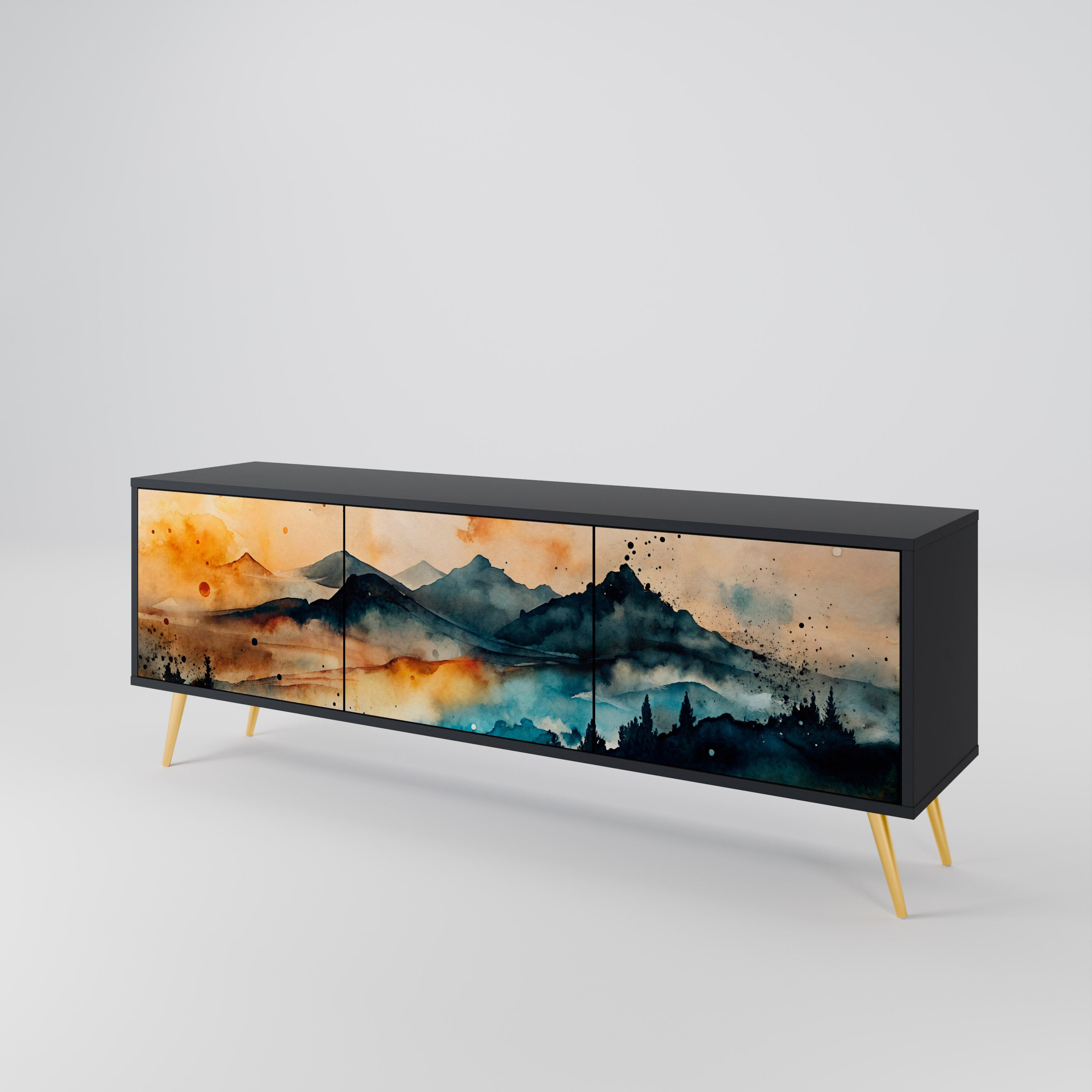 OMINOUS MOUNTAINS 3-Door TV Cabinet