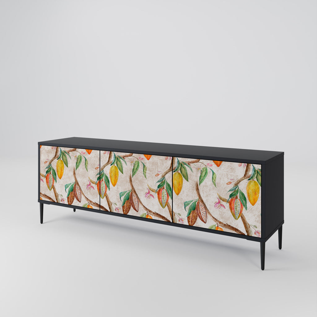 COCOA FRUITS 3-Door TV Stand in Black Finish
