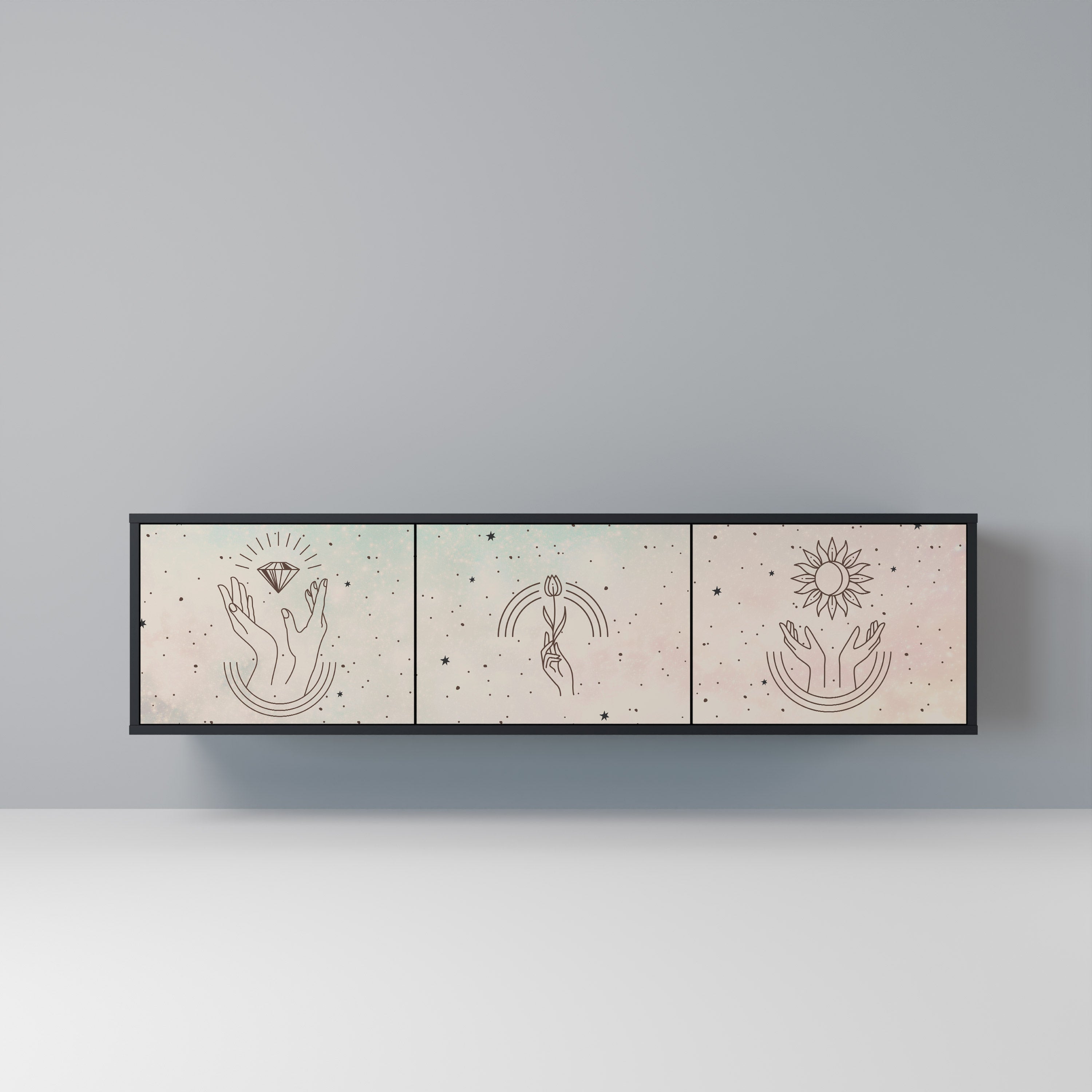 Βάση τηλεόρασης DELICATE BEAUTY 3 θυρών σε μαύρο φινίρισμα