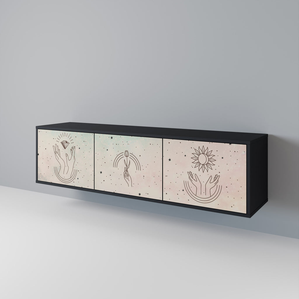 Βάση τηλεόρασης DELICATE BEAUTY 3 θυρών σε μαύρο φινίρισμα