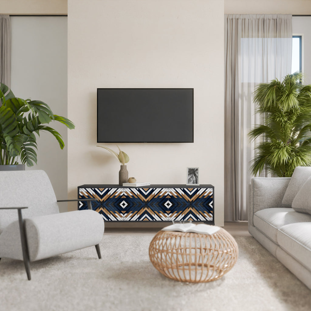 Τρίθυρη βάση τηλεόρασης ARTFUL GEOMETRIA σε μαύρο φινίρισμα