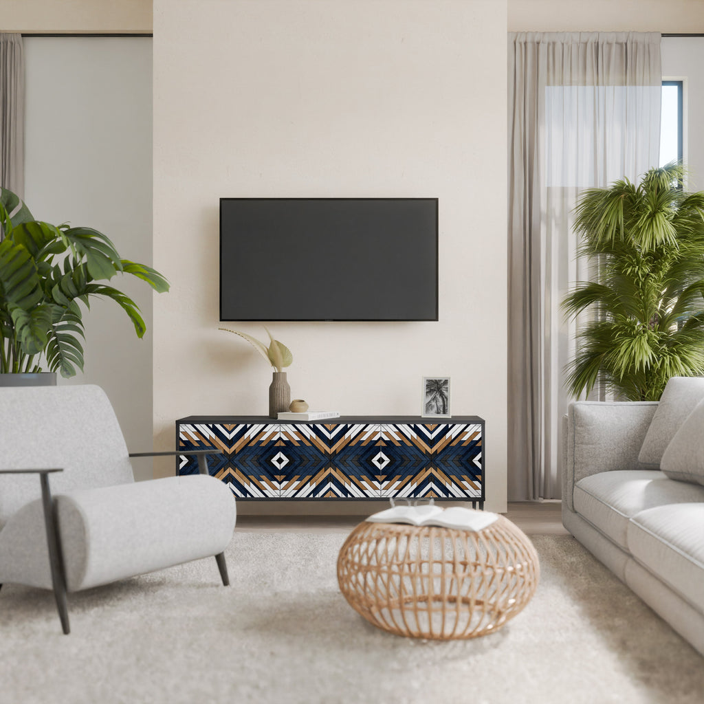 Τρίθυρη βάση τηλεόρασης ARTFUL GEOMETRIA σε μαύρο φινίρισμα