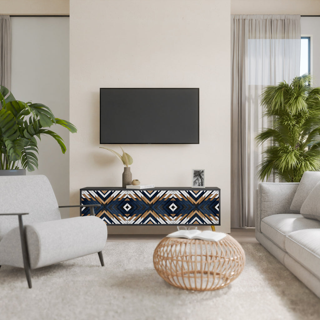 Τρίθυρη βάση τηλεόρασης ARTFUL GEOMETRIA σε μαύρο φινίρισμα