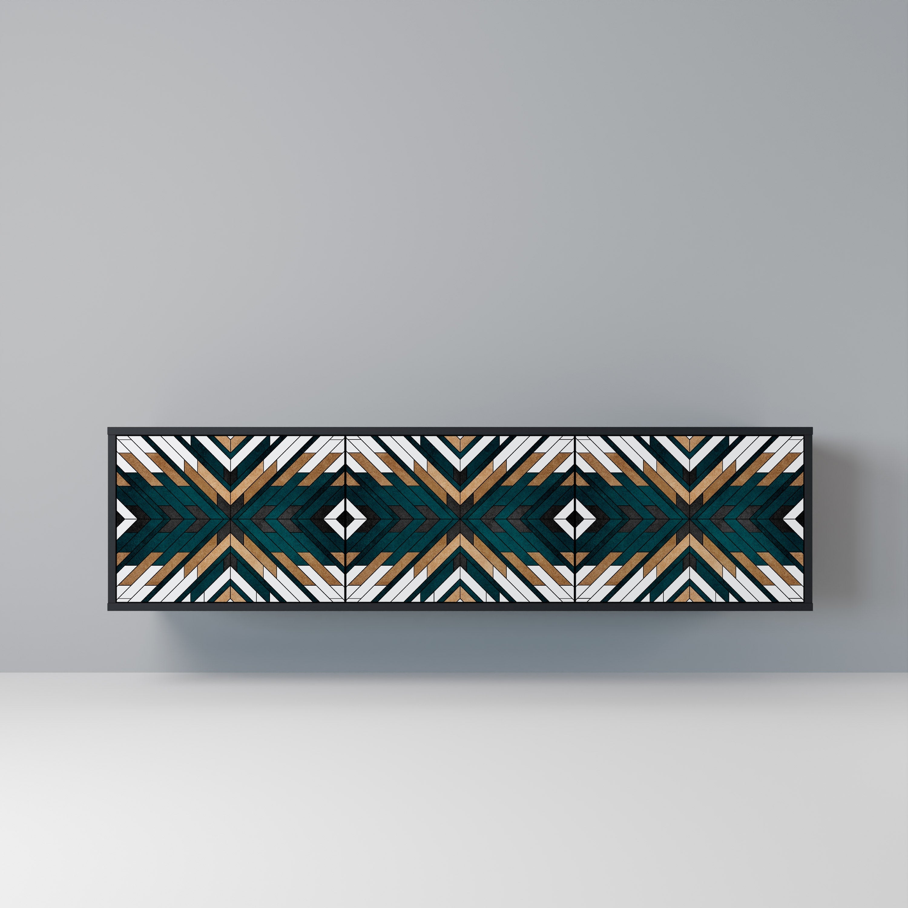 Βάση τηλεόρασης ARTISTIC GEOMETRIA 3 θυρών σε μαύρο φινίρισμα